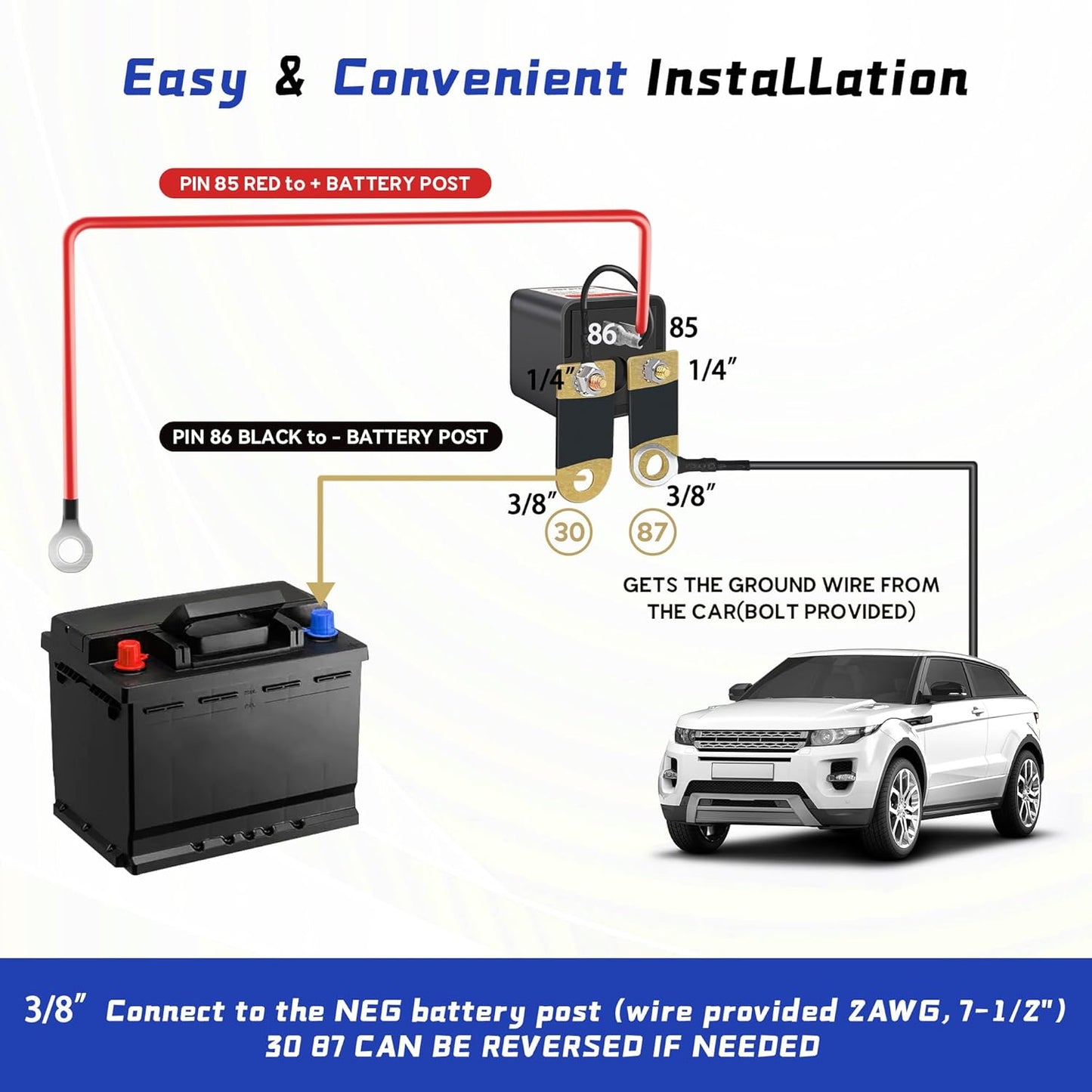 3/8" Side Post Remote Battery Disconnect Switch 12V Battery Kill Switch for Car Truck UTV ATV Marine On/Off 200/1000 AMP Heavy Duty Anti Theft Battery Cut/Shut Off Switch