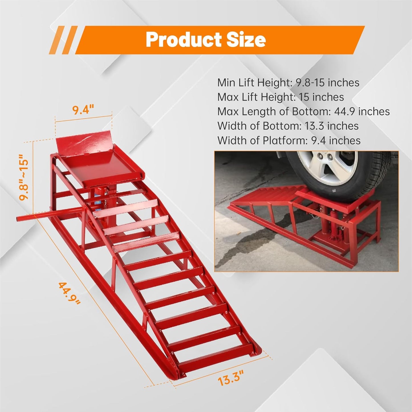 2 Pack Hydraulic Car Ramps 10,000lbs/5T Capacity Low Profile Car Lift Service Ramps Truck Trailer Garage, Height Hydraulic Vehicle Ramps,Red