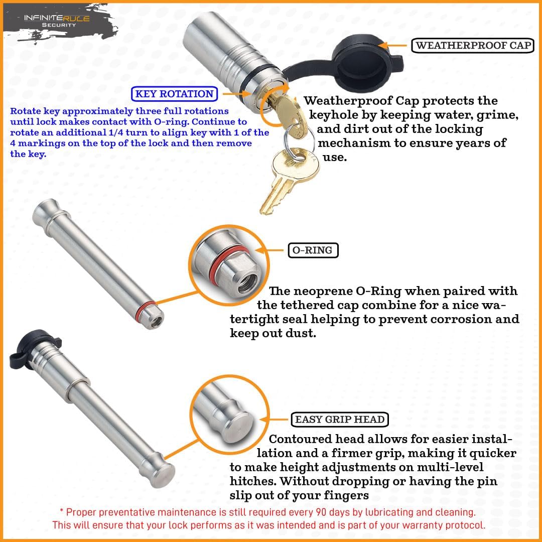 61672 | 3 Pack, Keyed Alike, Receiver Locks for 2" and 2.5" Receiver Class III, IV, V and Gen-Y Hitch Mega Duty 10K LB & 16K LB