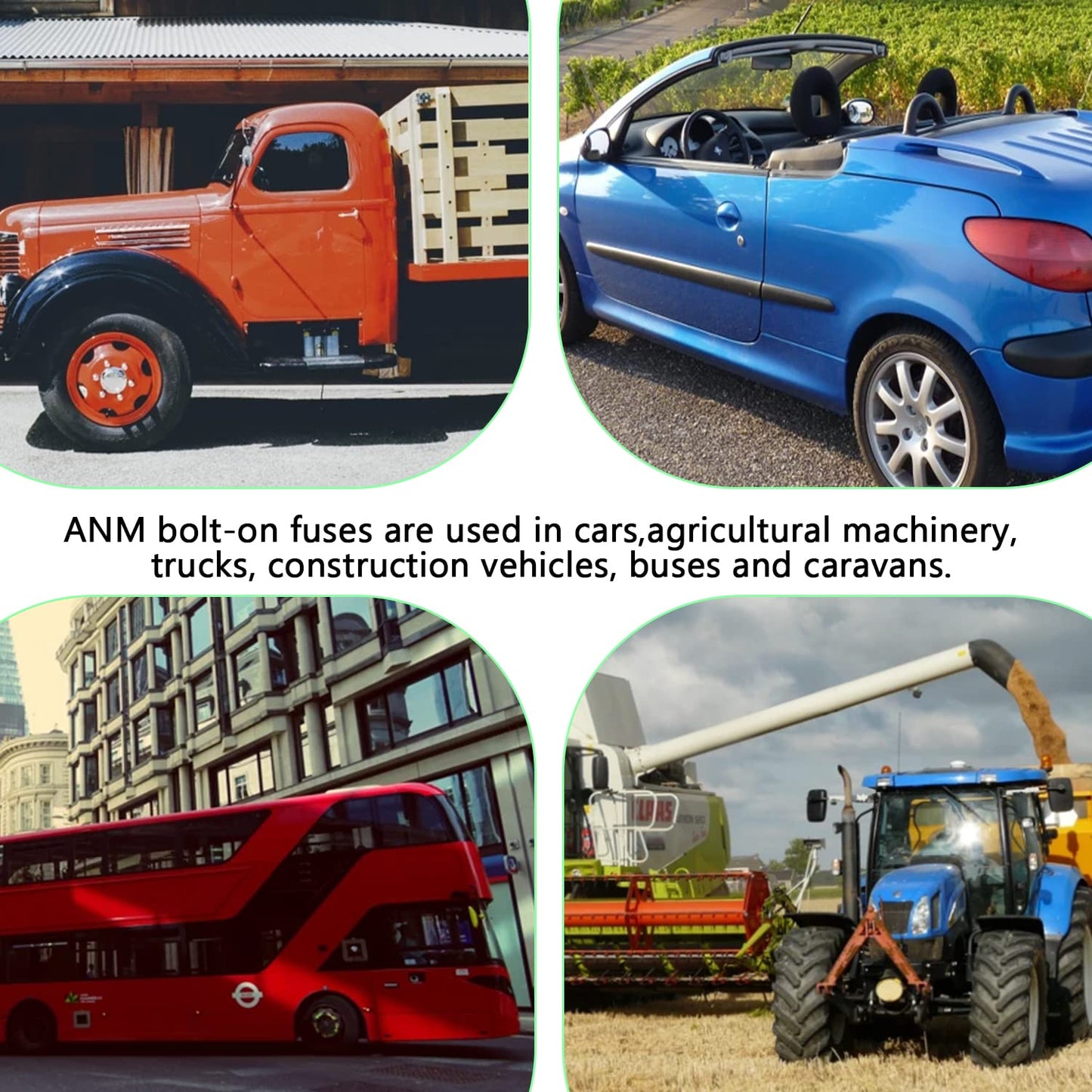 225A MEGA High Current Fuse - 225 Amp Bolt-on Fuse for Cars, Trucks, Construction Vehicles, Buses, Caravans (2 Pcs)