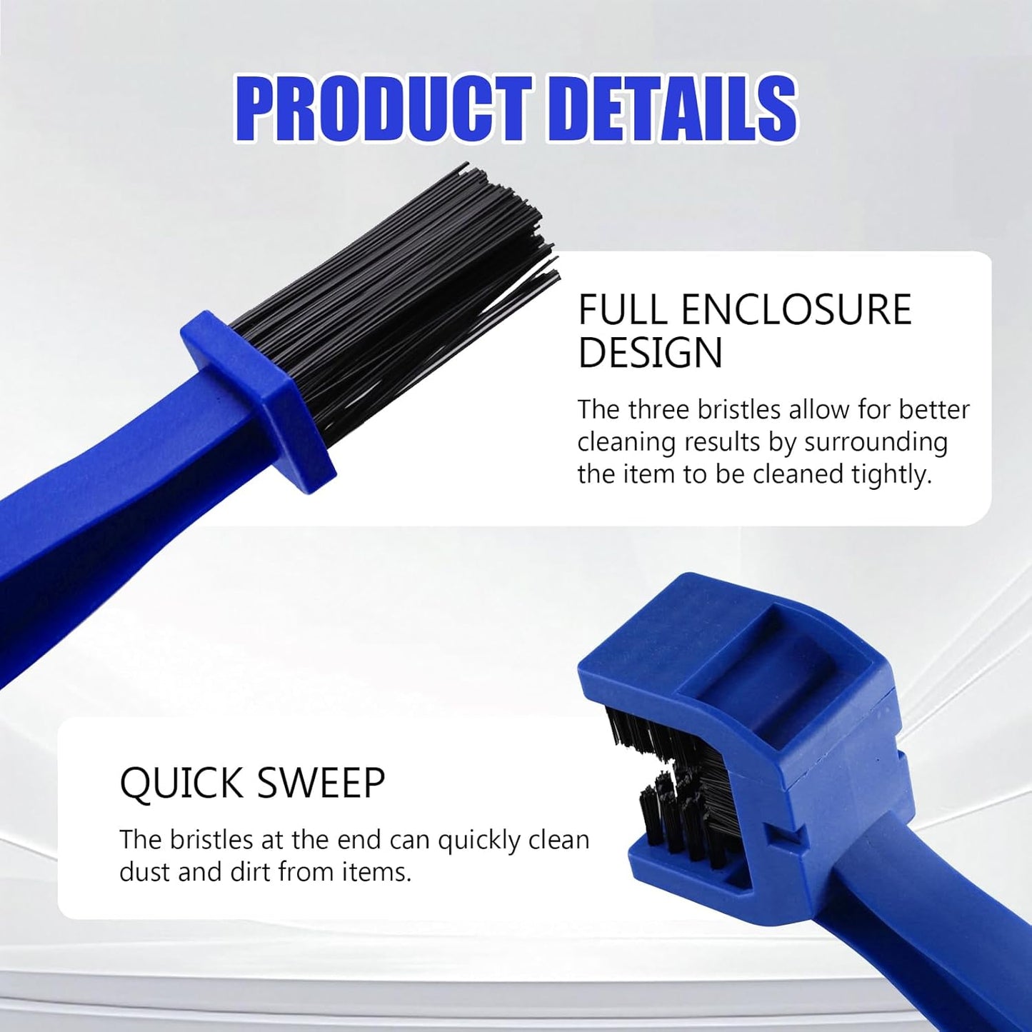 6 PCS Motorcycle Chain Cleaning Kit, Double-Head Universal Chain Brush, with Three-Sided Long Bristles, Easy to Use, Suitable for Motorcycles, Bicycles, Mountain Bikes (Black, Blue, Orange, Red)