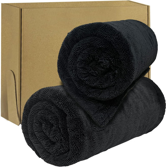 2-Pack Car Drying Towel (28" x 36"),1500 GSM Double Sided Microfiber Towels for Cars,Trucks, SUV.Highly Absorbent,Leaving no Marks,no Shedding,Easy to Clean