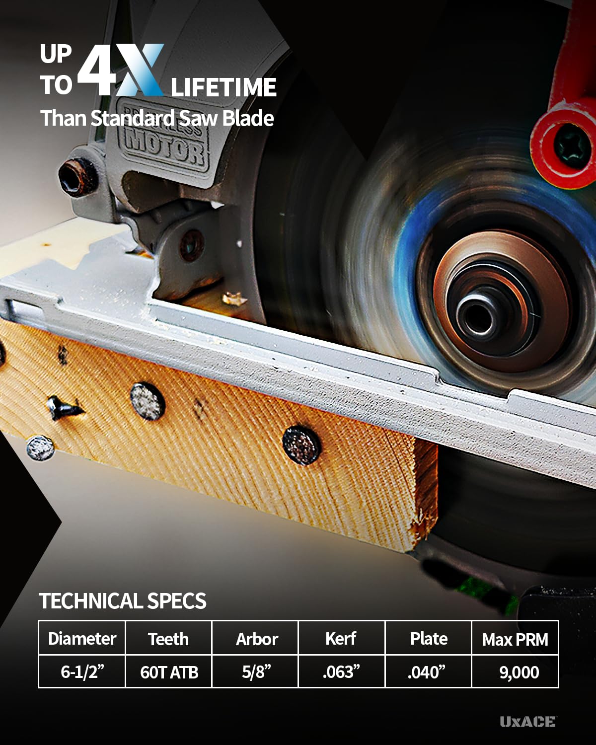 6-1/2-Inch 60-Tooth Circular Saw Blade with 5/8-Inch Arbor, Ultra Finish Wood Cutting, Carbide Tip, Thin Kerf, for Plywood, MDF, OSB, Laminated, 2 Pack