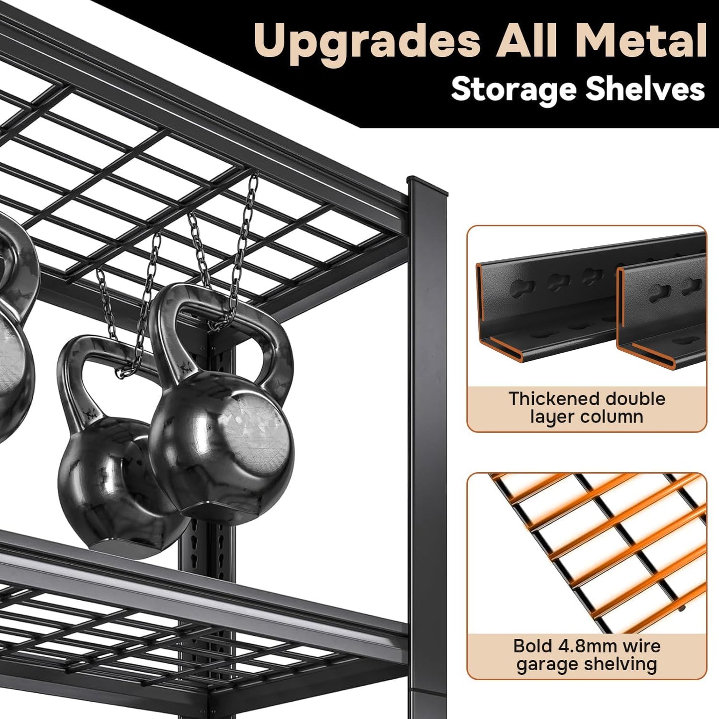 47.2''W Wire Shelving Unit,3500LBS Capacity Heavy Duty Storage Shelves，Adjustable Metal Shelving for Kitchen Pantry Office Wire Rack for College Dorm School, 47.2" W x 71.2" H x 23.6" D