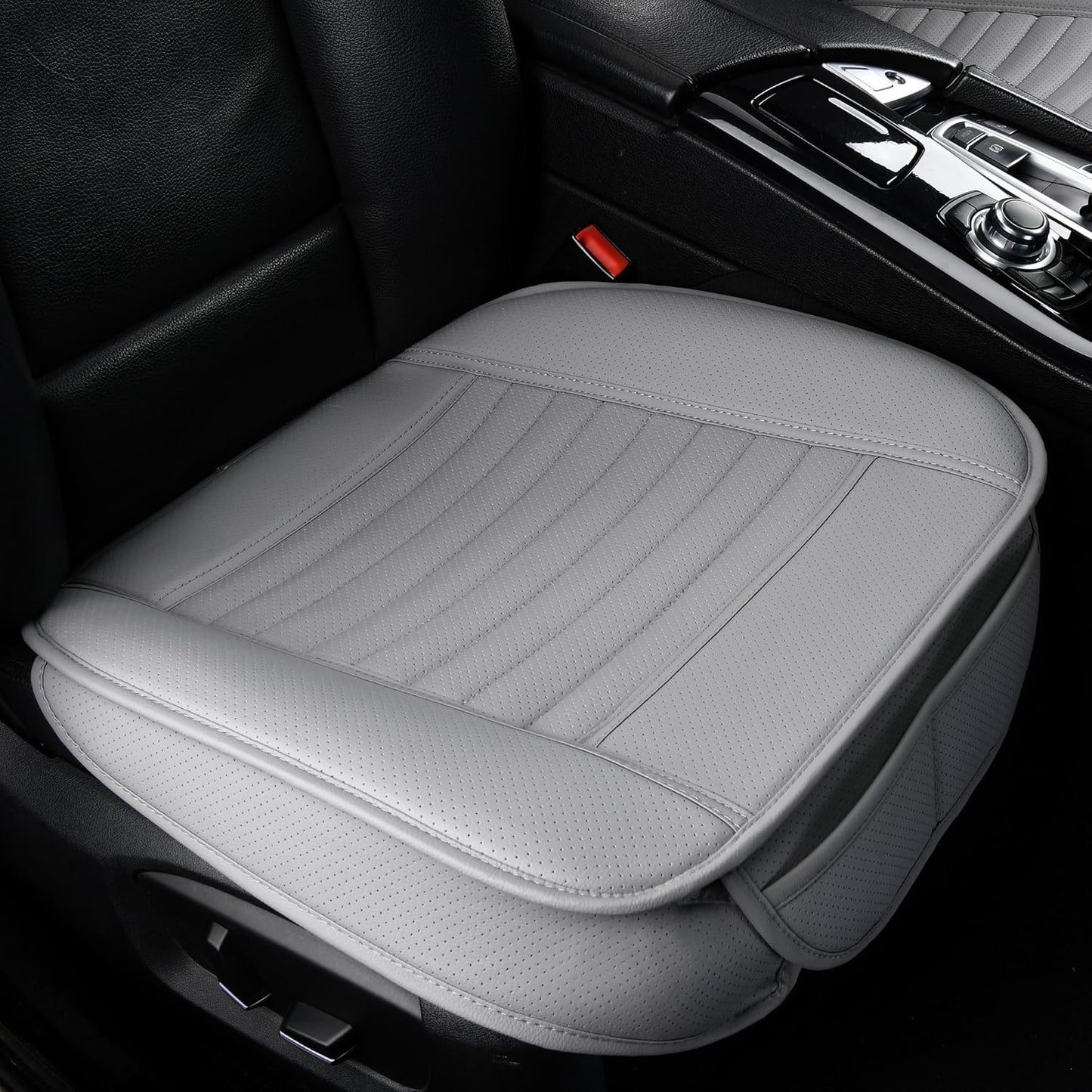 1pc Edge Wrapping Comfortable Car Front Seat Cover Cushion Pad Mat Protector, Anti-Slip Bottom Seat Cushion Cover for Auto with PU Leather(Gray)