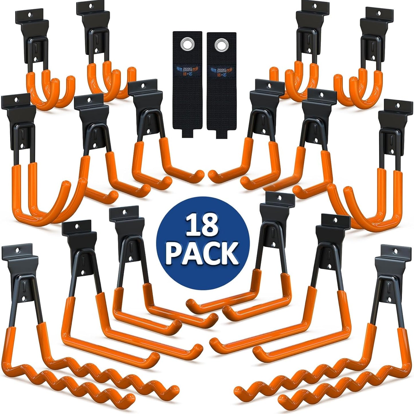 3-H Slatwall Accessories 18 Pack, Slatwall Hooks & Hangers Multi Sizes, Slat Wall Heavy Duty for Space Saving Used as Proslat Accessories with Slatwall Panel(Orange)