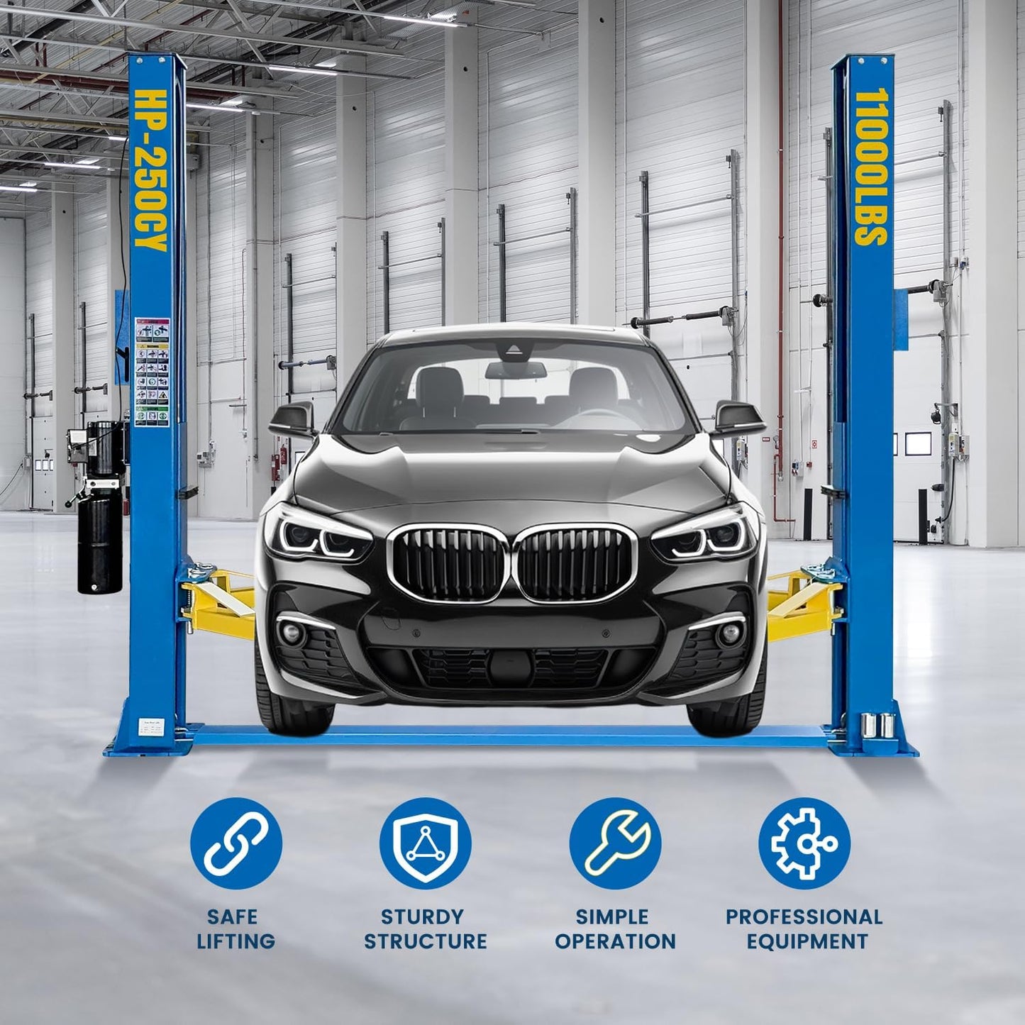 110V Two Post Car Lift 11,000 LBS Heavy Duty Floor Plate 2 Posts Auto Hoist Truck Lift for Garage w/ 36 Months Parts Replacement