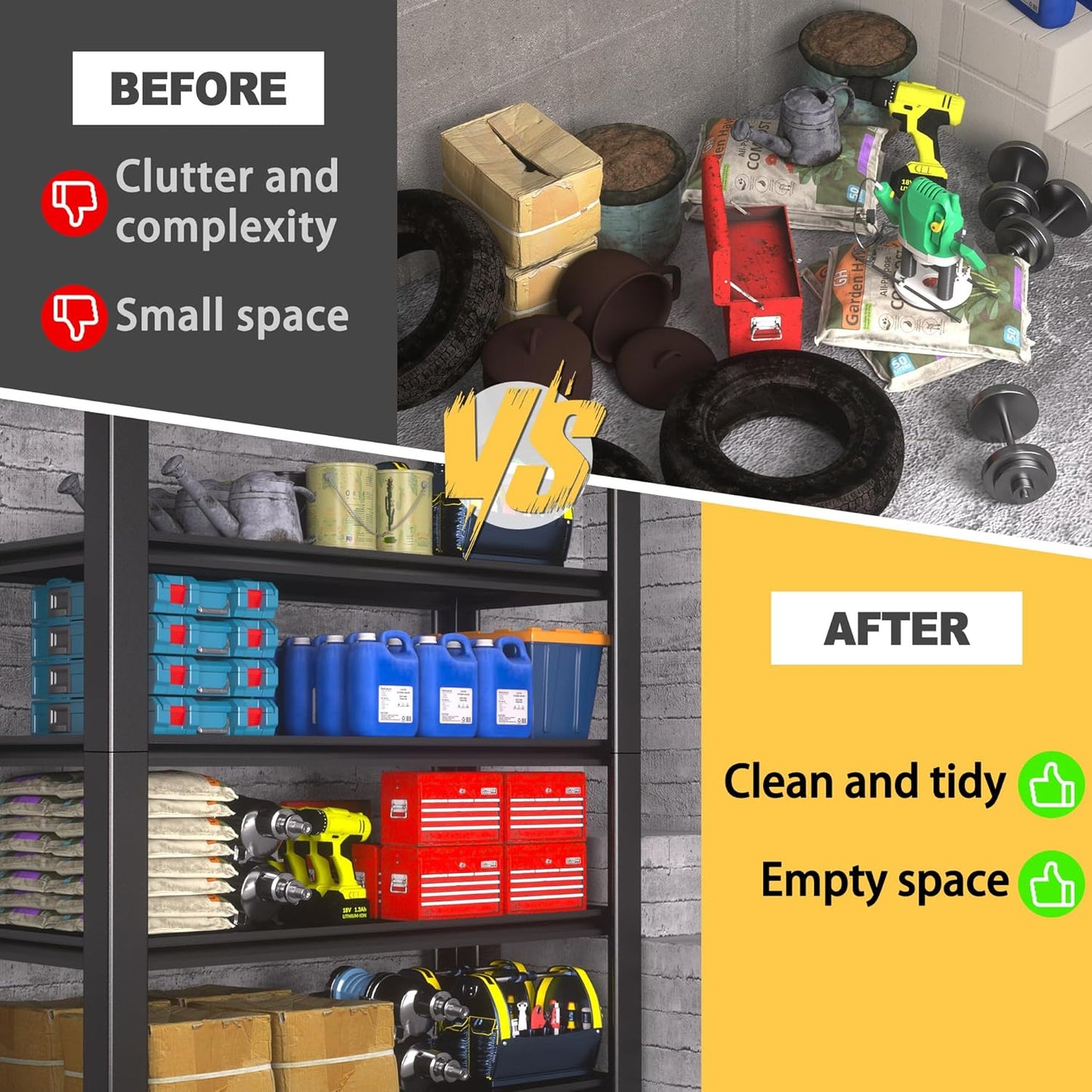 76" H x 60" W x 24" D 5-Tier Heavy Duty Garage Shelving Unit, 3000 LBS Capacity Metal Storage Rack,Adjustable Steel Shelves for Garage, Warehouse, Basement, Pantry, Workshop.4 Pack