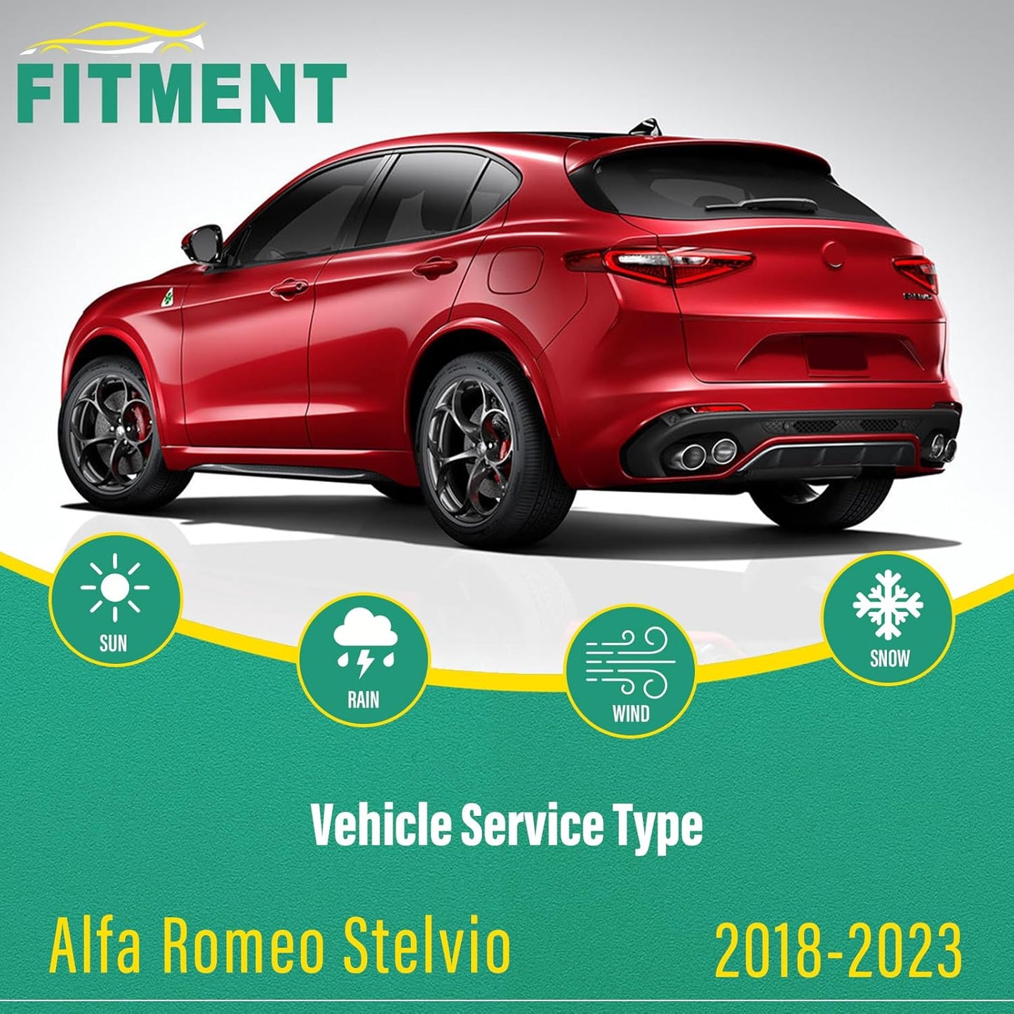 26" 18" 13" Windshield Wiper Blades Replacement for Alfa Romeo Stelvio 2018 2019 2020 2021 2022 2023 Premium All Weather Front Rear Wipers Set - OEM Quality (Pack of 3)