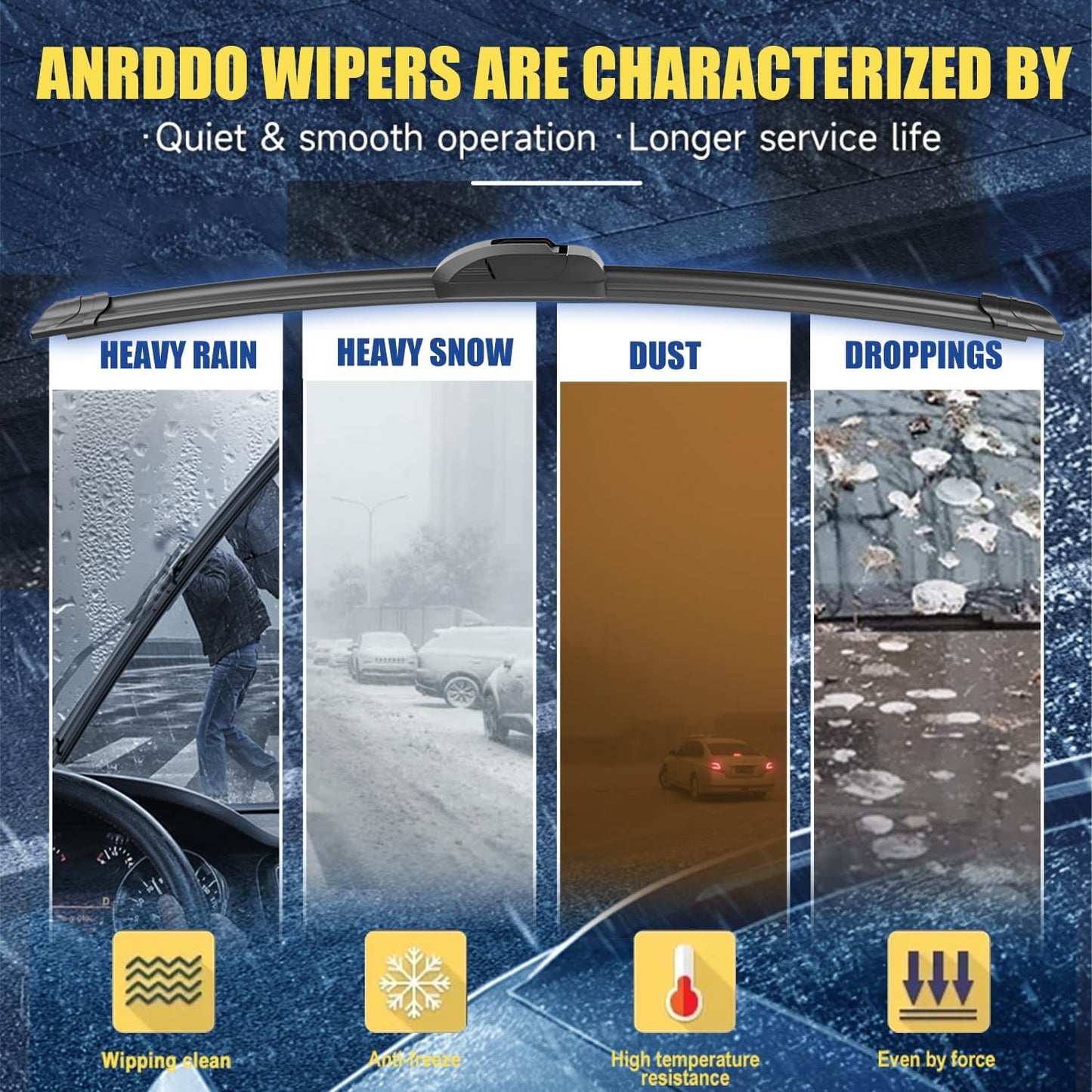 3 wipers Replacement for 2005-2022 Honda Odyssey, Windshield Wiper Blades Original Equipment Replacement - 26"/22"/16" (Set of 3) U/J HOOK