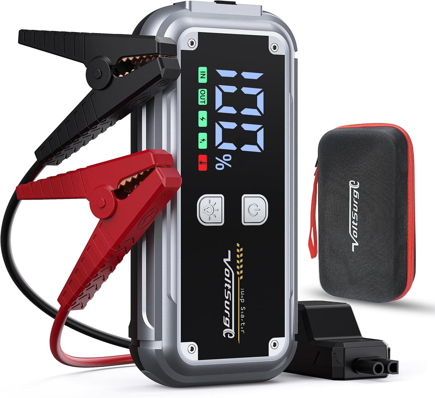 6000A Car Jump Starter, 12V Battery Jumper Starter Portable (up to All Gas 8.0L Diesel Engine) Large LCD Display Battery Charger Pack with QC3.0 and 4 LED Light Modes