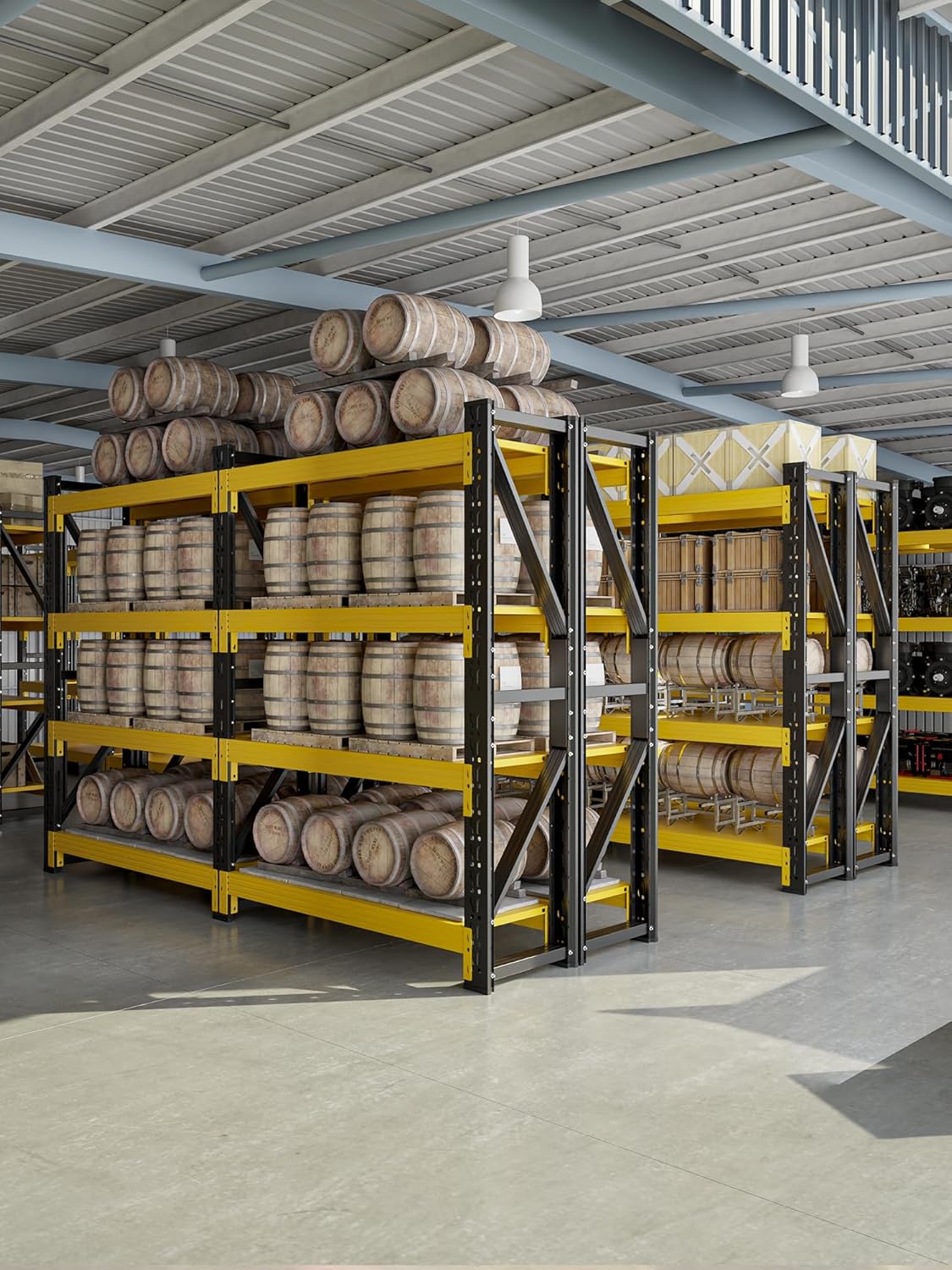 4-Tier Storage Shelves,79" H Heavy-Duty Garage Shelving Unit,Adjustable Industrial Metal Shelf System,5,000lbs Capacity,Tool Organizer for Garage,Workshop,60" W*24" D*79" H,Black&Yellow