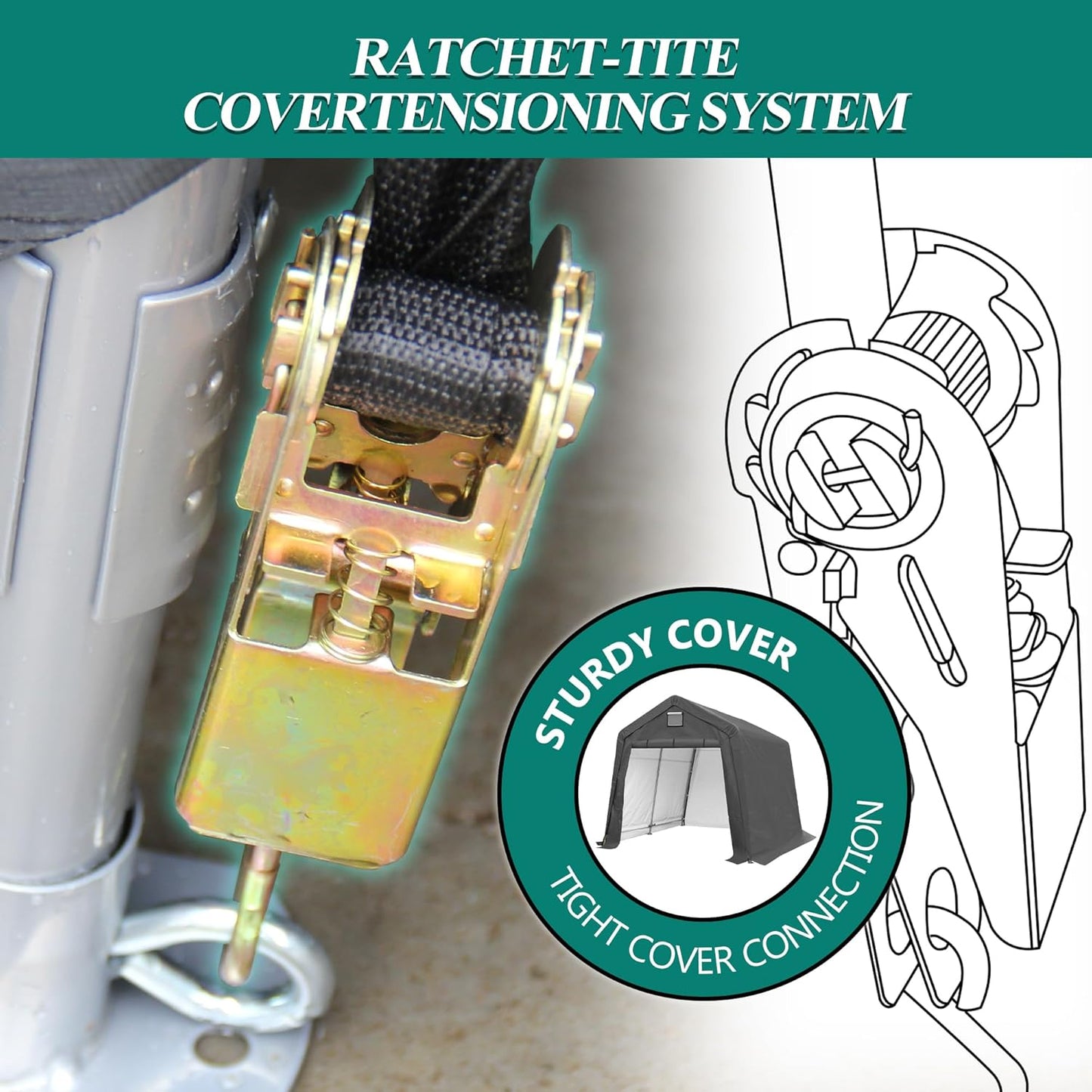 10' x 10' Outdoor Storage Shelter - Heavy Duty Storage Tent with Roll-up Ventilated Windows, Portable Garage Zipper Storage shed for Bike, Motorcycle Shelter, ATV, Weeding Tools