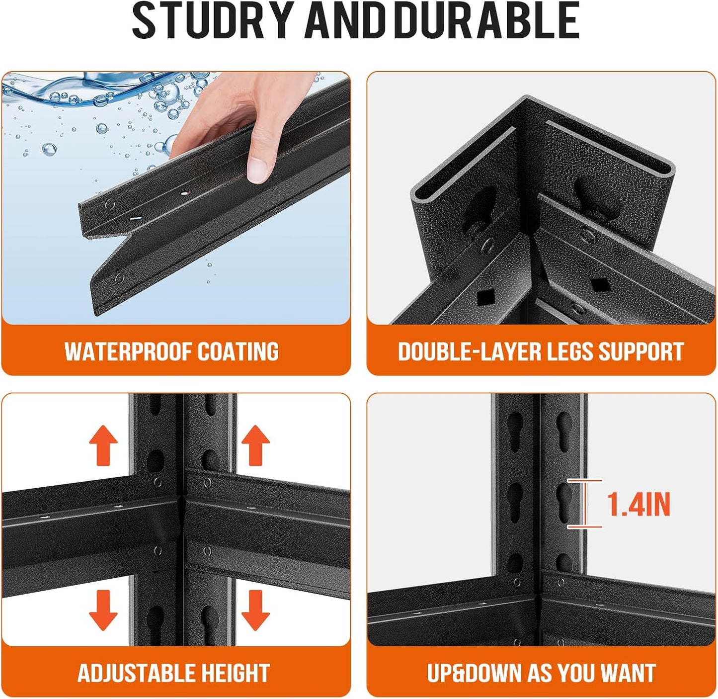 72" H Garage Shelving Unit, Garage Storage Shelves 2500LBS Heavy Duty Shelving, Adjustable 5 Tier Metal Shelving Utility Shelf, Storage Rack for Industrial, Warehouse, Basement (16" D*36" W*72" H)