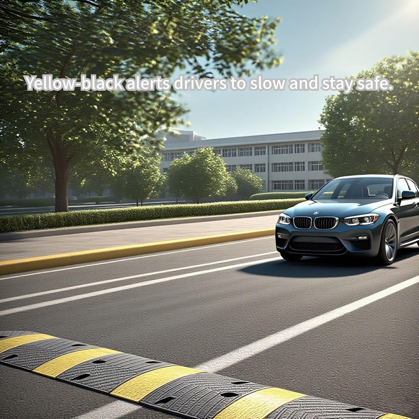 2 Pack 72 Inch Heavy Duty Rubber Speed Bump Ramp – Cable Protector, Driveway Garage Road Parking Lot Safety Control, Durable Anti-Slip Traffic Hump