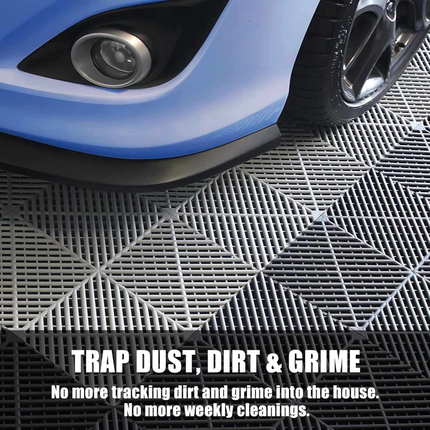 50PCS|15.7"x15.7" Garage Flooring Tiles, Non-Slip Interlocking Plastic Garage Floor Mat, Garage Organization & Garage Storage, Vented Pattern(Grey)