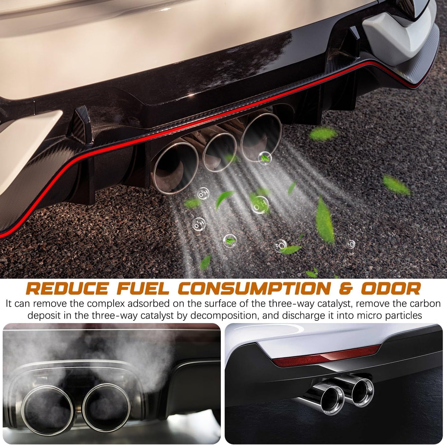 2Pcs Catalytic Converter Cleaner, Auto Parts Engine Auto Parts Engine Cleaner, Pipe Carbon Removal Cleaner Treatment Additive Oil, Fuel System Treatment Oil Additive for Gas and Diesel Car (120 ml)