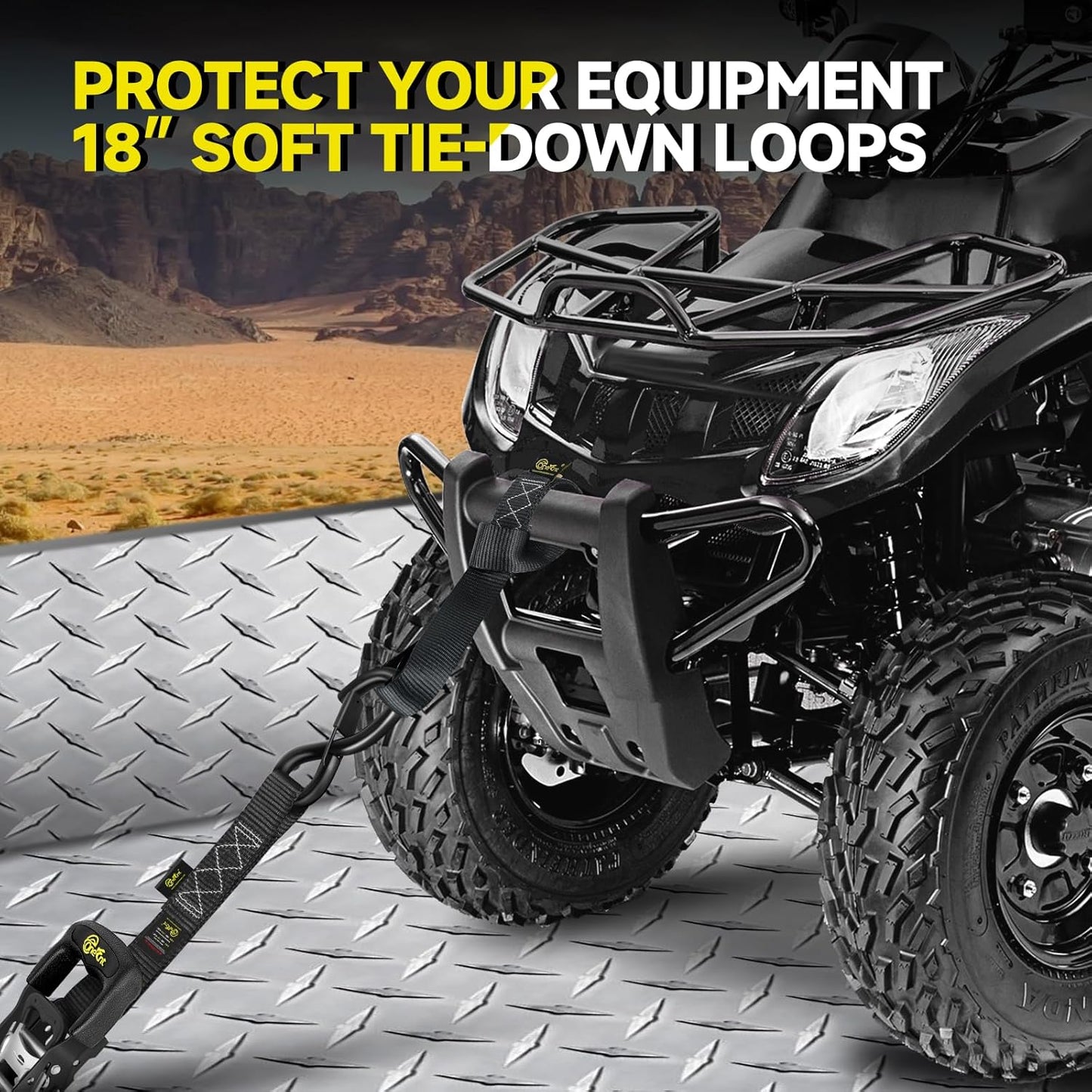 4Pcs 1.6”x16ft Heavy Duty Ratchet Straps with Padded Handles+Coated S Hooks+Soft Loop Tie-Downs-6000 Pound Break Strength for Ratchet Strap Tie Down Kit