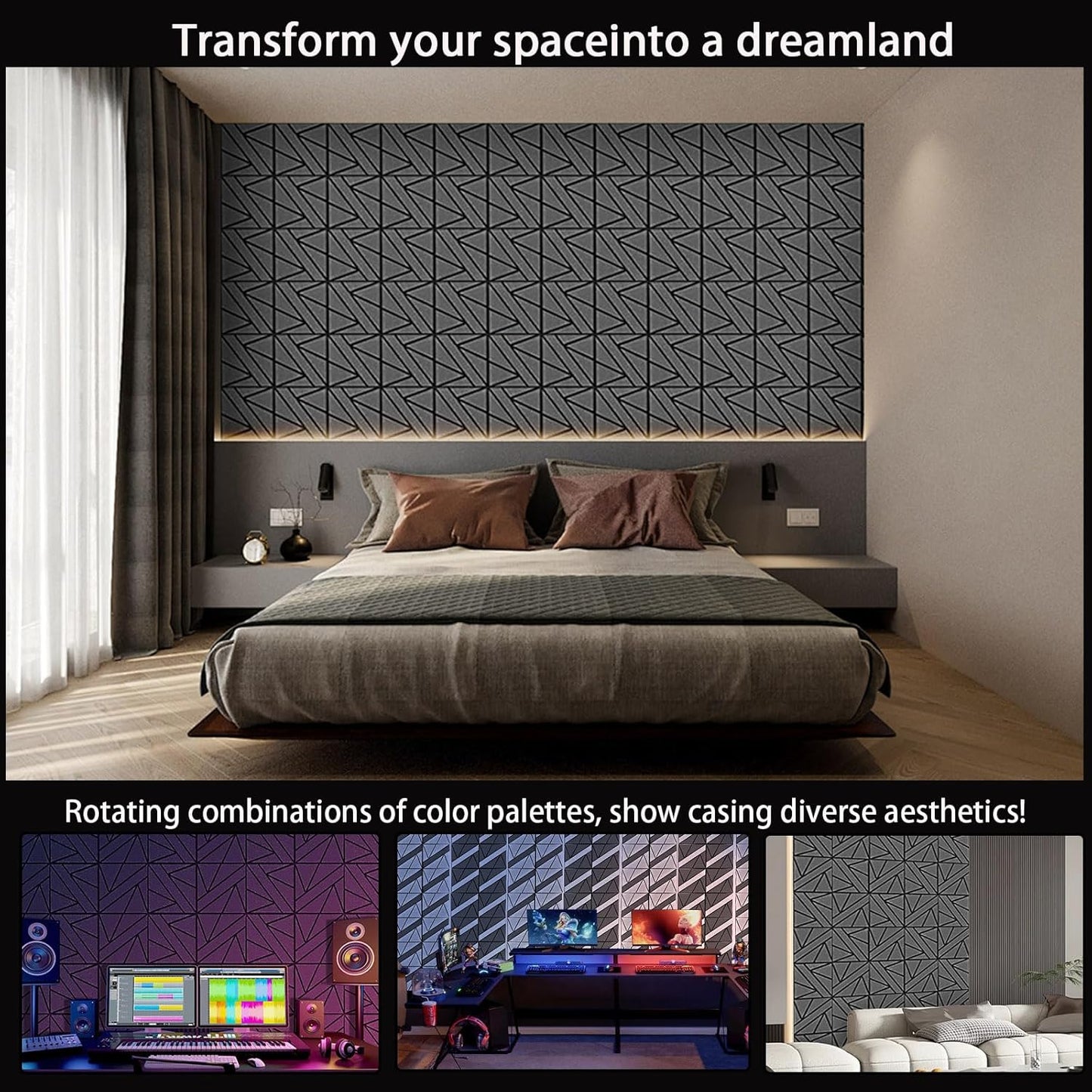 12 Pack Self-Adhesive Soundproof Wall Panels, 12 x 12 x 0.47 In Sound Proof Foam Panels for Walls, 1.2lb/ft³ High Density, Thicker 0.47in, Acoustic Panels, Noise Dampening Panels Studio White