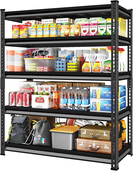 48" W Garage Shelving Heavy Duty, 3000LBS Loads Shelving Units and Storage Racks, 5-Tier Metal Garage Storage Shelves, Industrial Utility Shelf,48" Wx24 Dx78 H