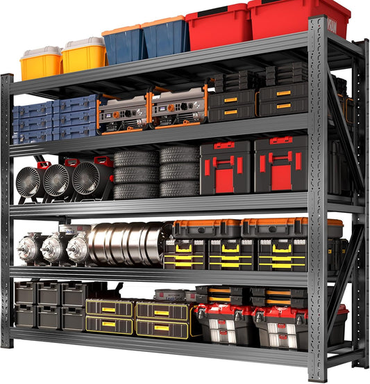 8000LBS Garage Shelving Heavy Duty, 5-Tier 71" H Storage Garage Shelves, Industrial Adjustable Metal Shelving Units for Garages, Warehouses, Kitchen, Black, 63" W x 24" D x 71" H