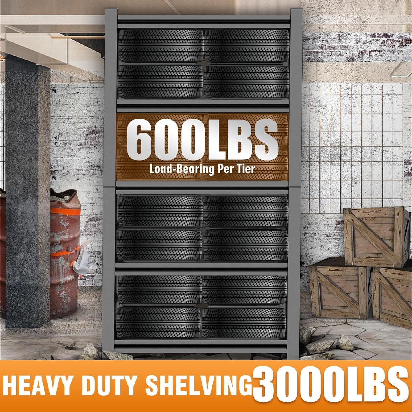 72" H Garage Shelving 3000LBS Heavy Duty Shelving Units and Storage Shelves Adjustable 5 Tier Metal Industrial Shelving for Kitchen,Utility Room and Basement,Black (16" D*36" W*72" H)