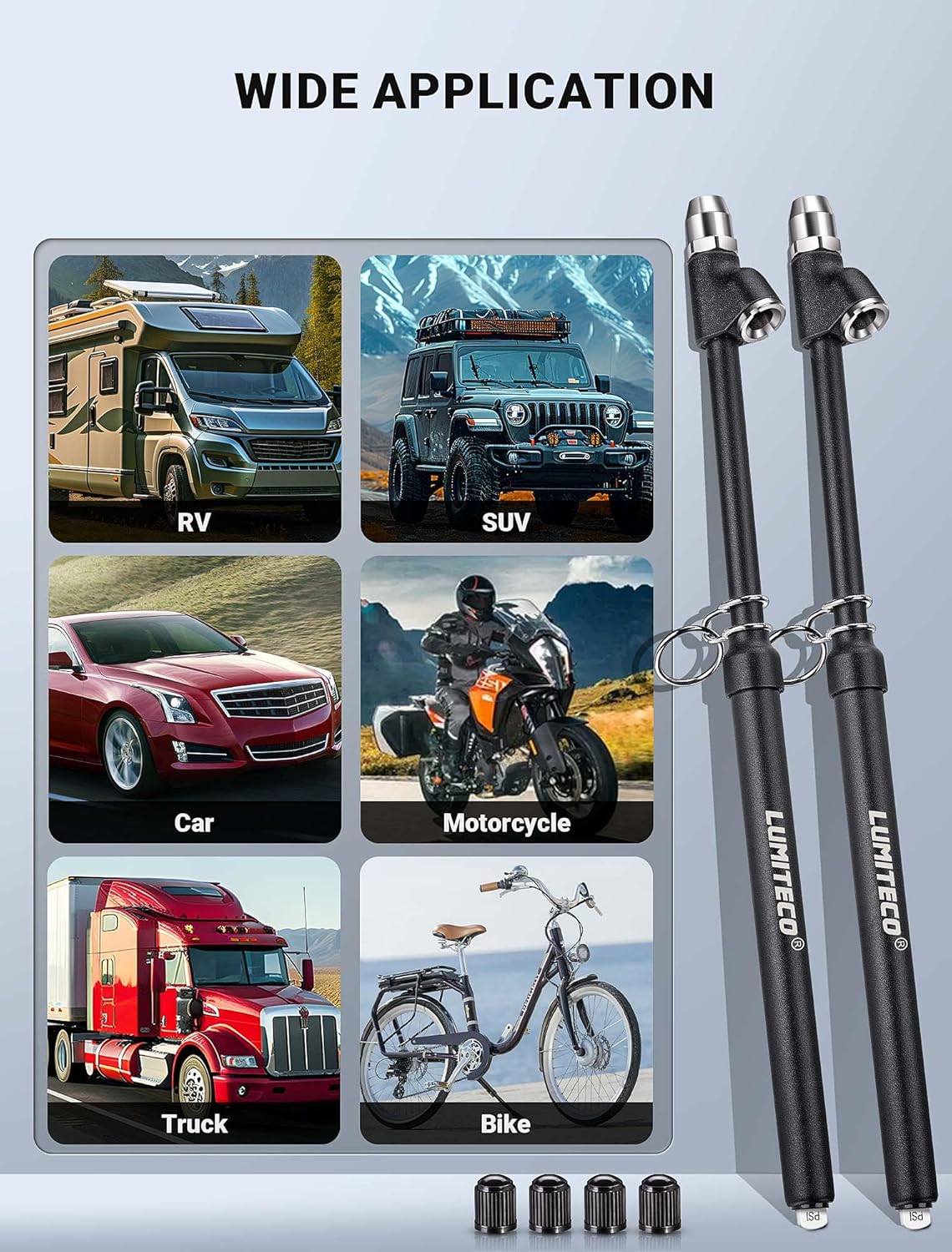 2-Pack Dual Head Tire Pressure Gauge, Heavy Duty Truck Tire Air Gauge Range 10-150PSI 1-10Bar, Straight-On Pencil Air Pressure Gauge Extended Tube for Semi Truck, Car Tire Pressure Checker