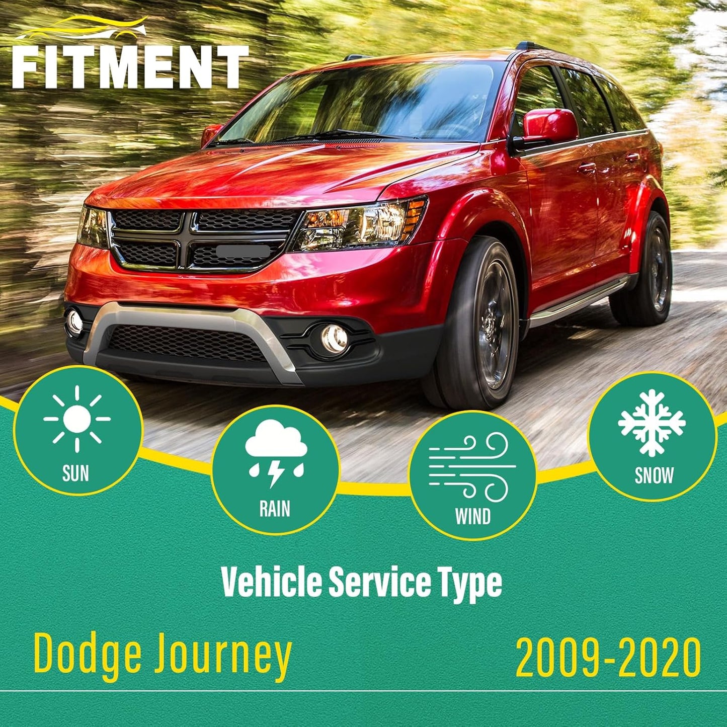 24" 19" 12" Windshield Wiper Blades Replacement for Dodge Journey 2009-2020 Premium All Weather Front Rear Wipers Set - OEM Quality (Pack of 3)