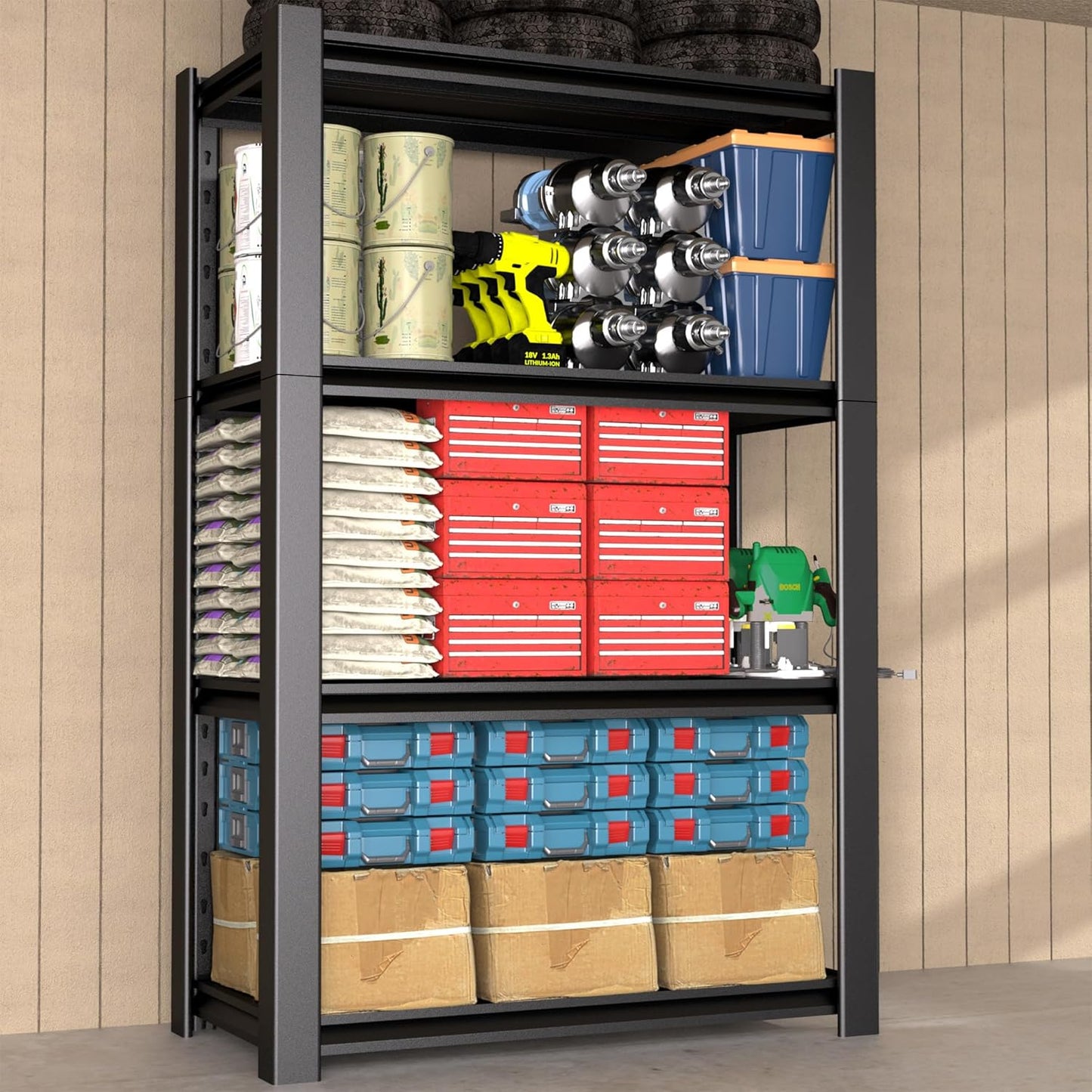 60" H x 40" W x 20" D 4-Tier Heavy Duty Garage Shelving Unit, 2000 LBS Capacity Metal Storage Rack,Adjustable Steel Shelves for Garage, Warehouse, Basement, Pantry, Workshop.1 Pack