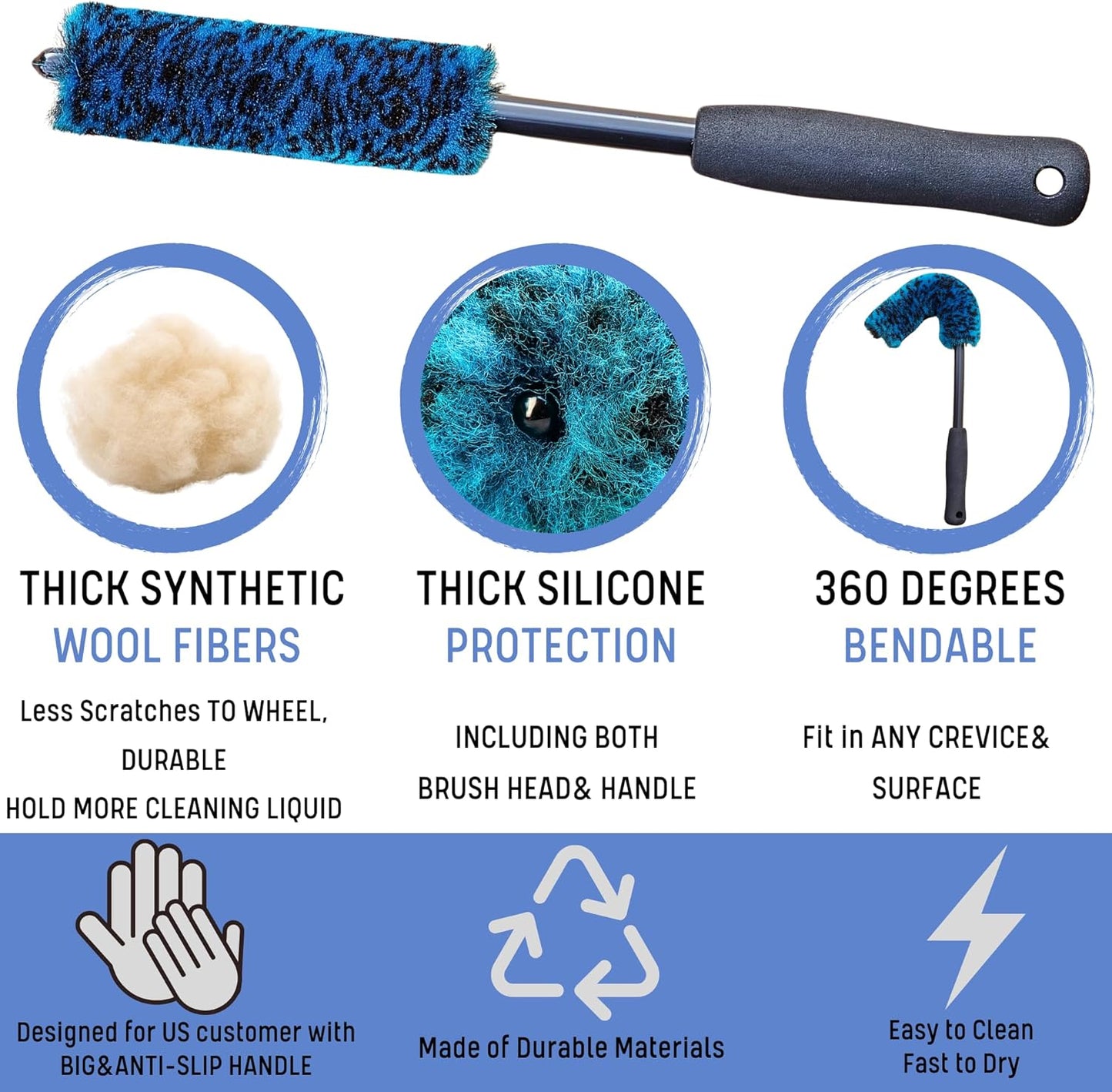 7PCS Car Wheel Rims Detail Cleaning PRO Wash Kit, Wheel Wash Mitt, Tire Brush, 2PCS Soft Woolies Wheels Brush, Detailing Brush, and Tire Dressing Pads, Microfiber Dry Towel Scratch-Free Cleaning