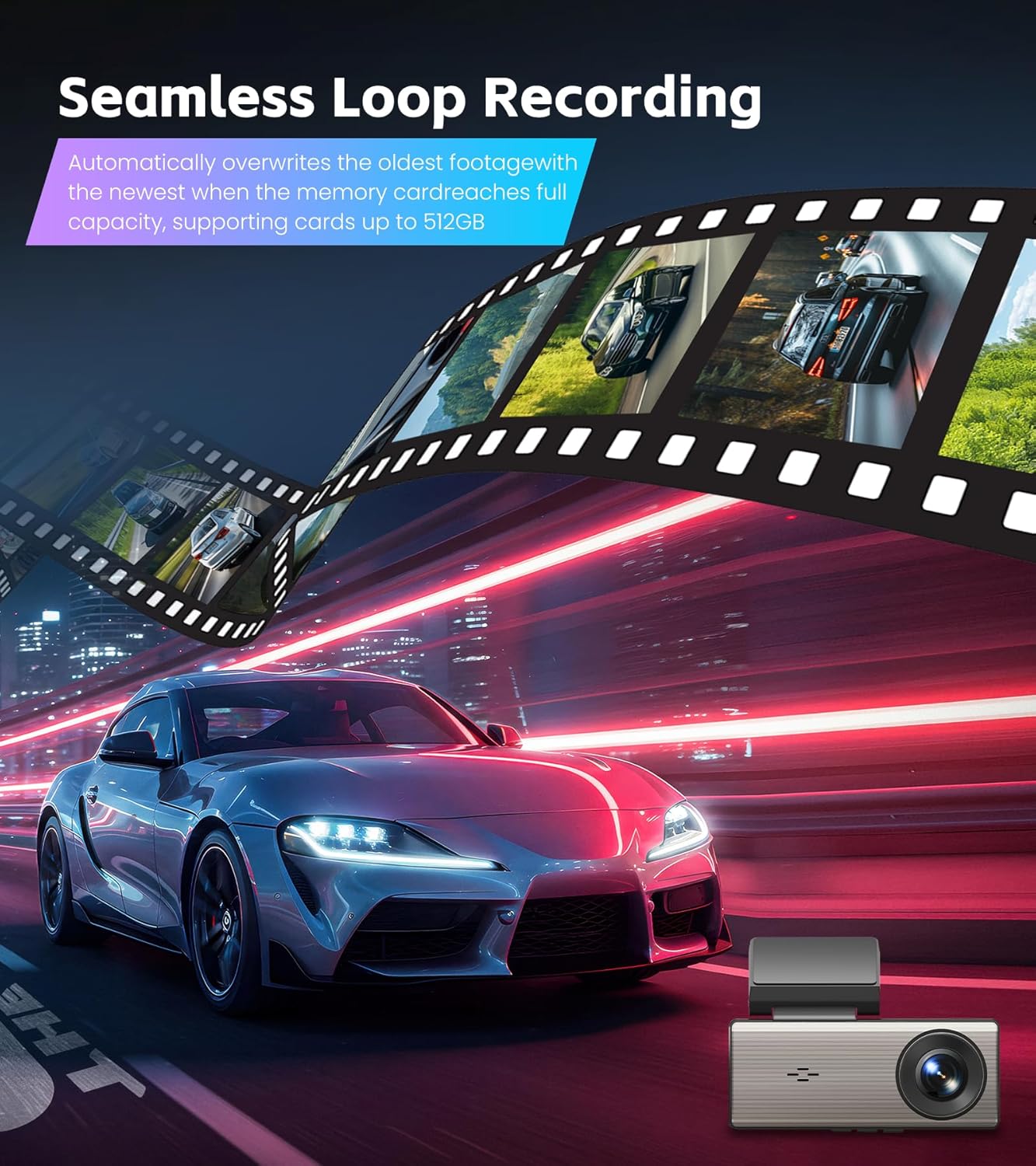 4K+2K Dash Cam Front and Rear,Dash Camera for Cars,Built-in 64G Card,5G WiFi APP Control,HDR Night Vision,24H Parking Mode,Loop Recording,Support 512GB Max(4k+2k)