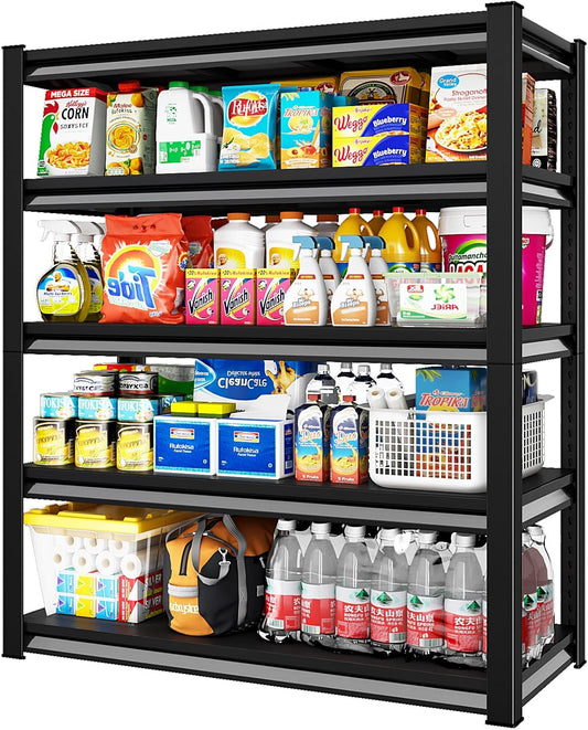 48" W Garage Shelving Heavy Duty，2800LBS Loads Adjustable Garage Storage Shelves,5-Tier Metal Storage Racks and Shelving Units, Utility Rack Shelves,48”W x 18”D x 78”H,Black