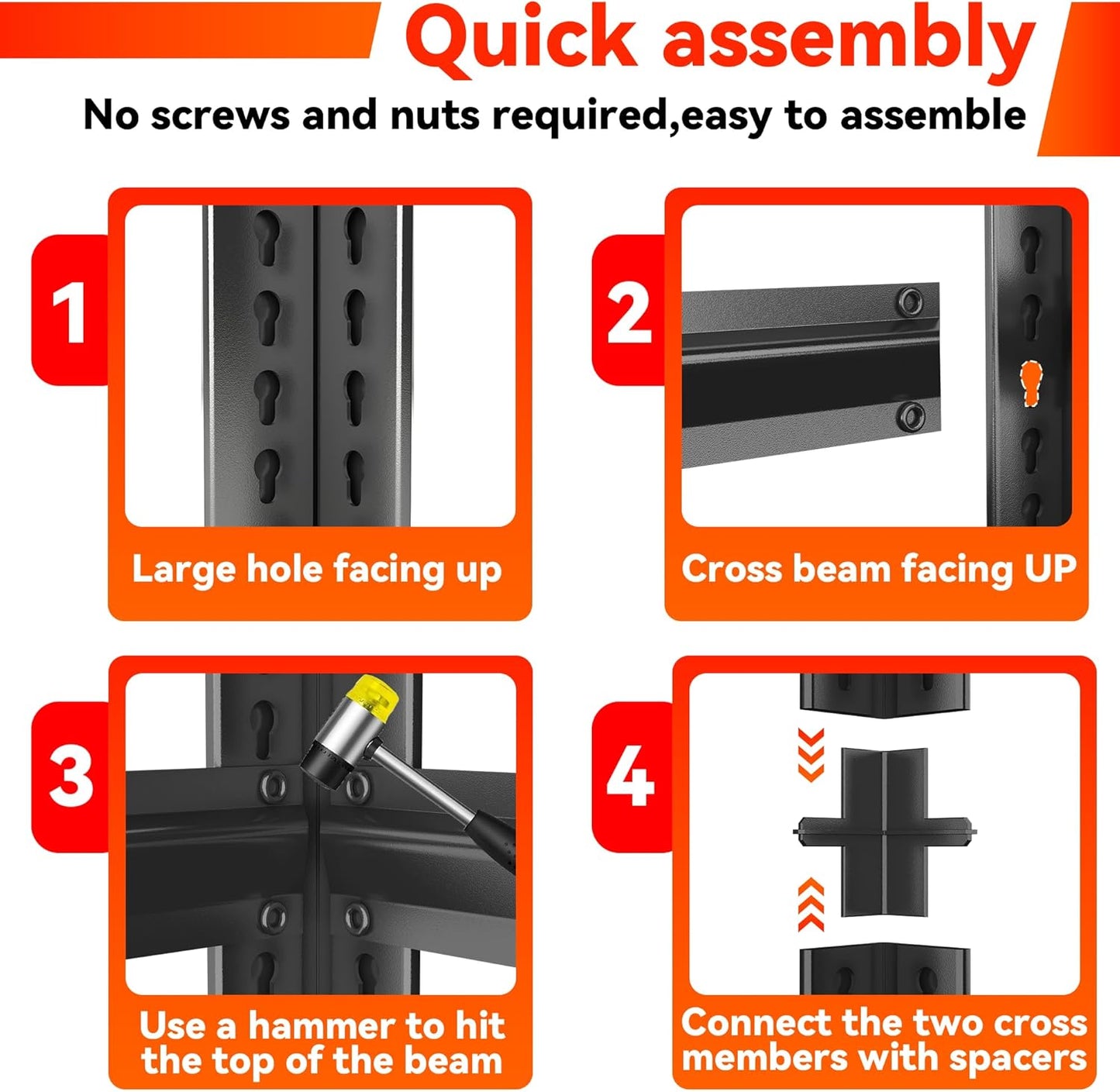 55" H Garage Shelving 2400LBS Capacity Heavy Duty Storage Shelves, Adjustable 4 Tier Metal Rack for Kitchen, Utility Room, Warehouse and Basement,16" Dx36 Wx55 H, Black