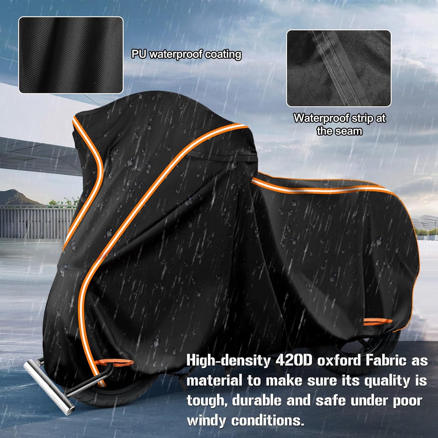 420D Motorcycle Cover for Kawa Ninja 400 500 650 Z900 Zx6r/Yamaha R1 R3 R6/BMW F 900R Street Without Trunk Models,Outdoor Bike Cover Windproof Heavy Duty Waterproof Protection
