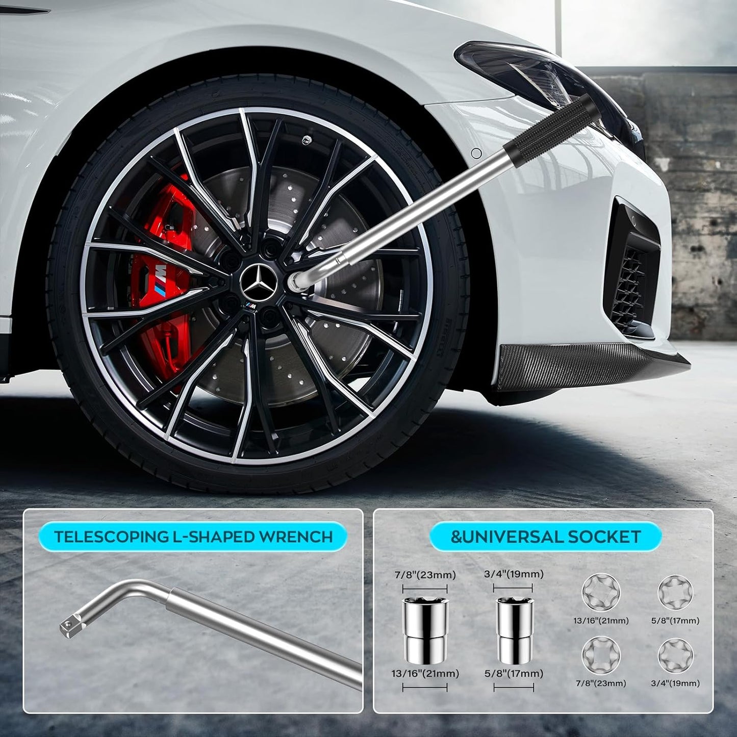 2.5 Ton Car Jack Designed for Mercedes Benz, Scissor Jack for Benz Vehicle with 2PCS Jack Pad, Tire Changing Kit Compatible with Mercedes Benz A B C E R S Class CLA CLC CLK GL GLA G GLE GLC M