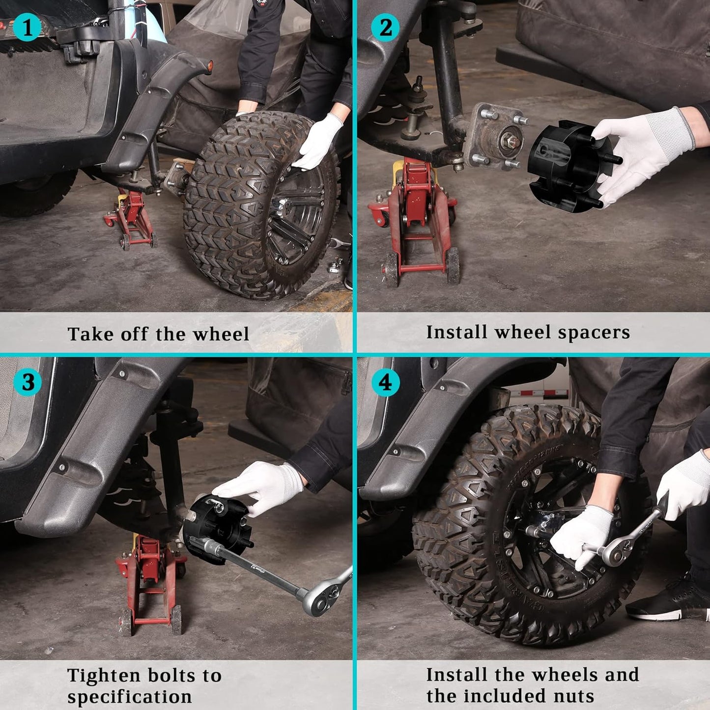 10L0L Golf Cart Wheel Spacers Adapters 2 Inch for EZGO Club Car 4 Lug (4x4 Bolt Pattern, 68mm Hub Bore, 1/2-20 Studs) - 4 Pack