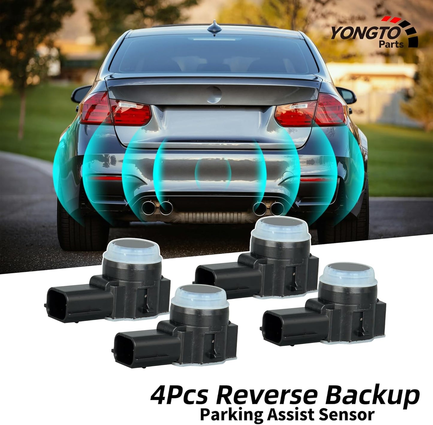 23428268 4Pcs Reverse Backup Parking Assist Sensor Compatible with Chevy Silverado 1500 2500 3500 HD Tahoe Malibu, Cadillac Escalade XT5 CT6, GMC Sierra Yukon XL, Buick Replace OE 52050134