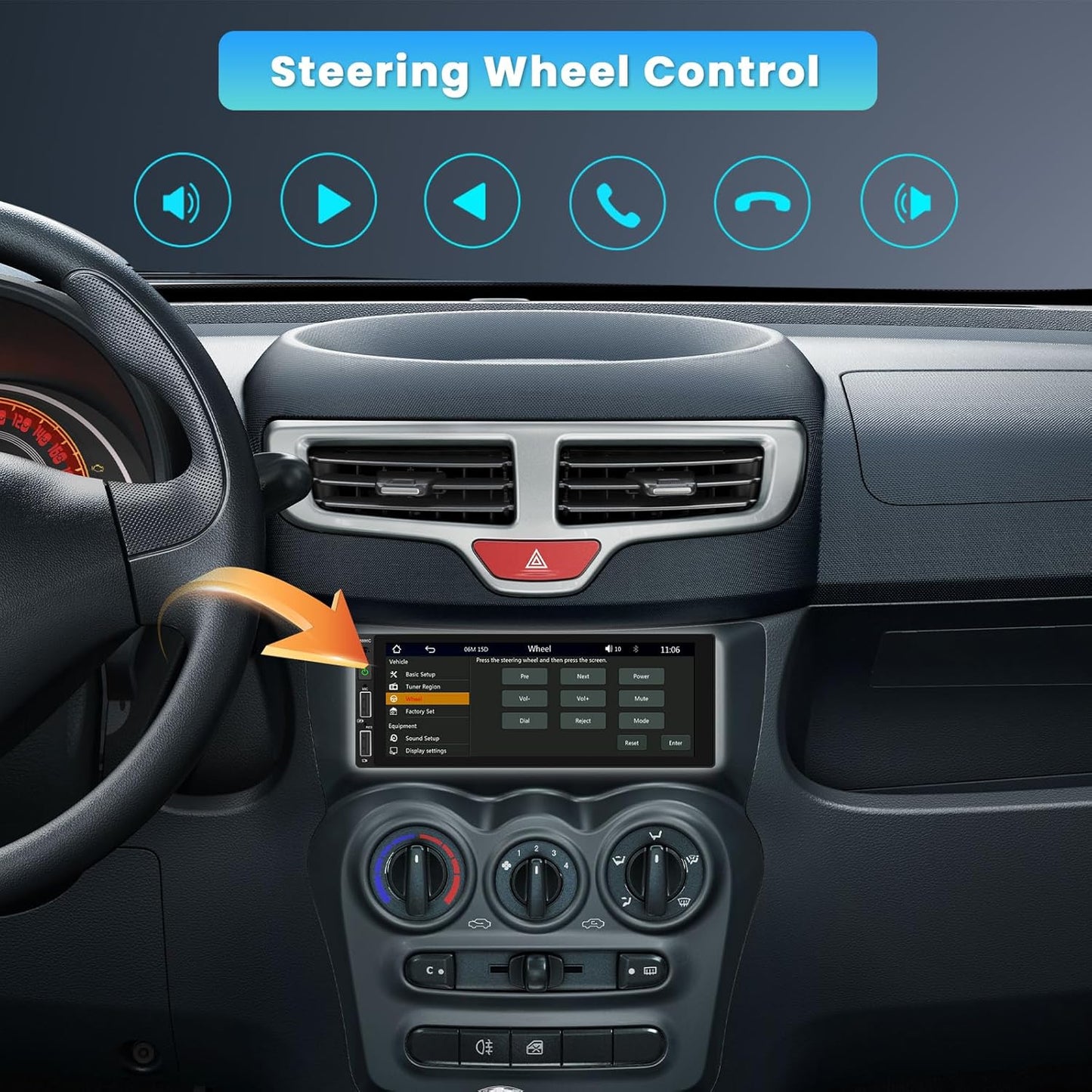 6.9 Inch Single Din Car Stereo with Carplay Android Auto, HD Touchscreen with Bluetooth FM Radio EQ SWC Dual USB Port with Backup Camera MIC MP5 Player Car Audio Receiver