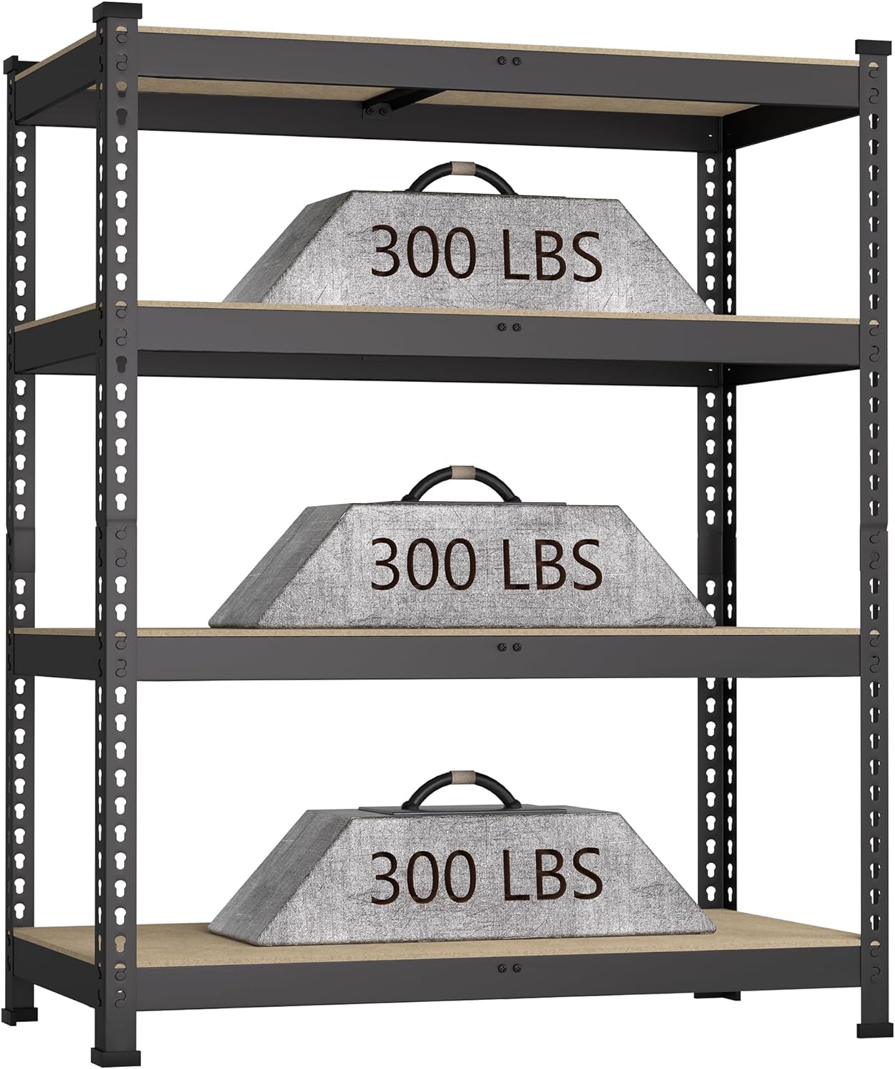 36" W x 16" D x 55" H Adjustable Garage Storage Shelves - 4-Shelf Heavy Duty Shelving Unit, Metal Utility Storage Organizer Racks for Warehouse Pantry Closet Kitchen, Black