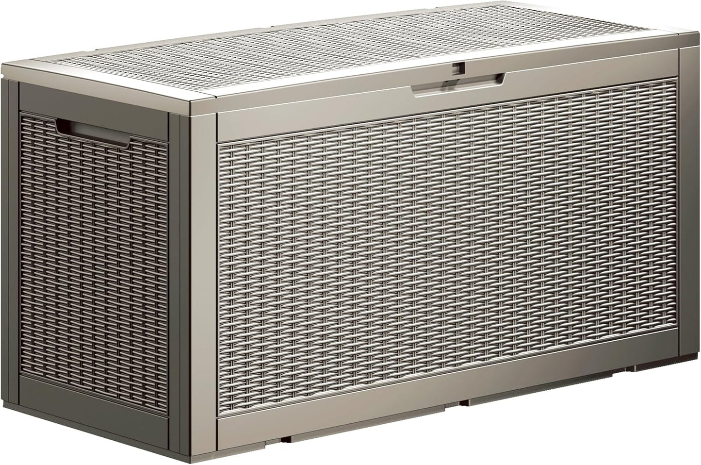 100 Gallon Lockable Resin Deck Box, Waterproof & UV-Resistant Outdoor Storage Box for Outdoor Cushion Storage, Garden Tools & Pool Accessories Storage, Gray