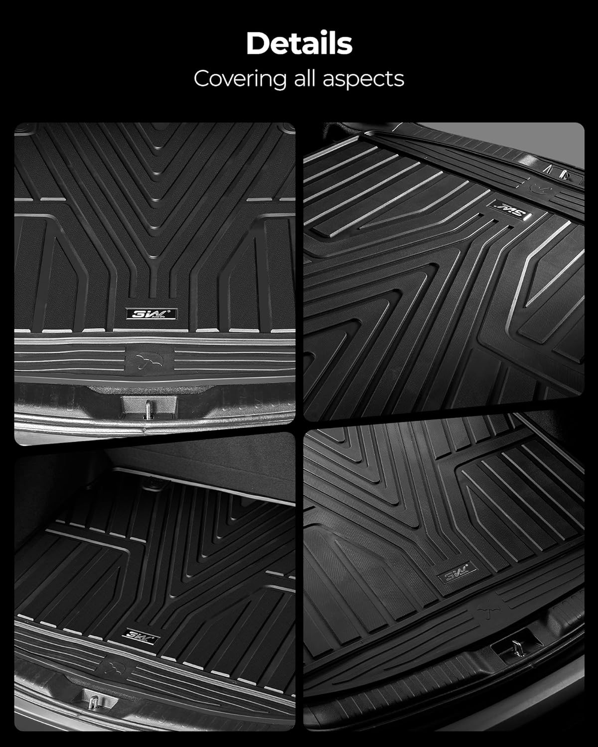 3W Cargo Liner Fit for Honda Odyssey 2025 2024 2023 2022 2021 2020 2019 2018 Custom Fit Trunk Liner Mini Passenger Van, All Weather Use Heavy Duty Trunk Mat Black