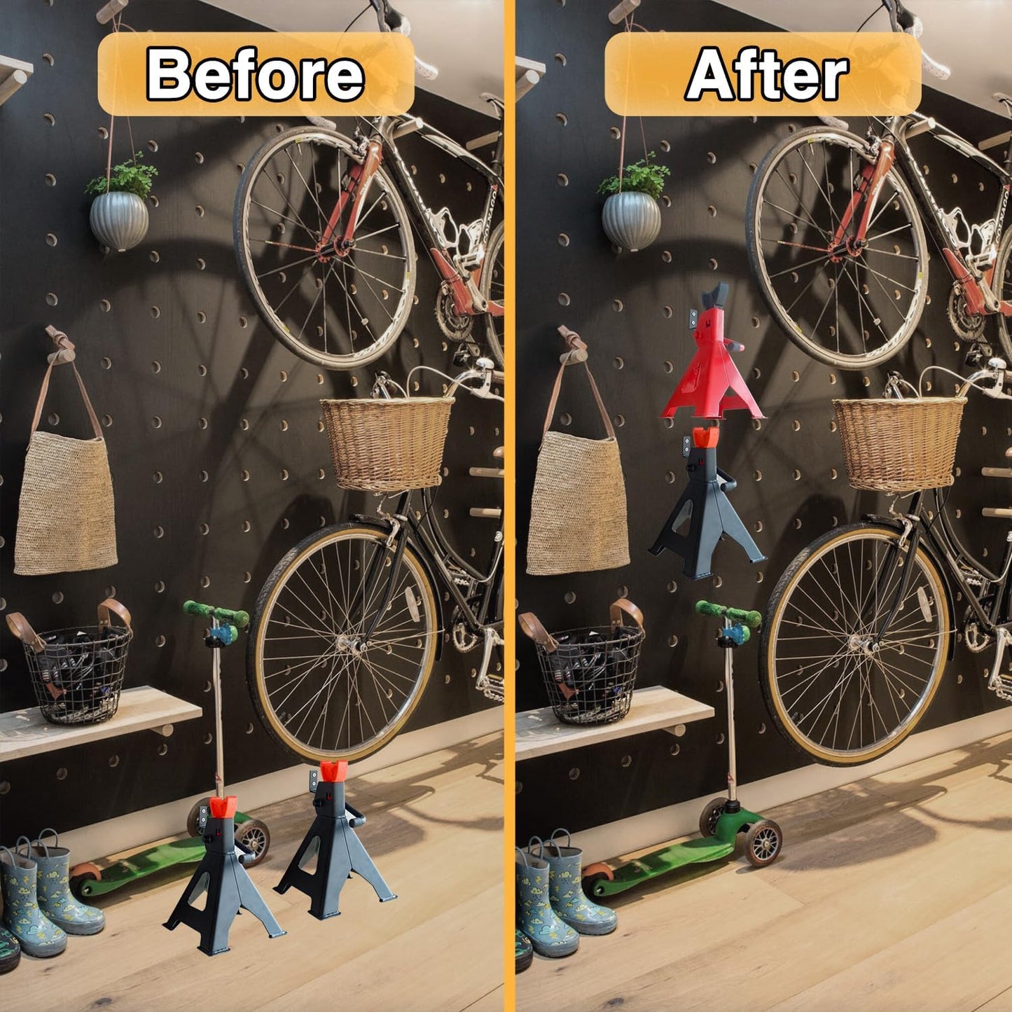 6 Tons Jack Stands Wall Mount Organizer, Heavy Duty Stainless Steel Holder Hook|Fits 6 Ton Jack Stands 4 Packs