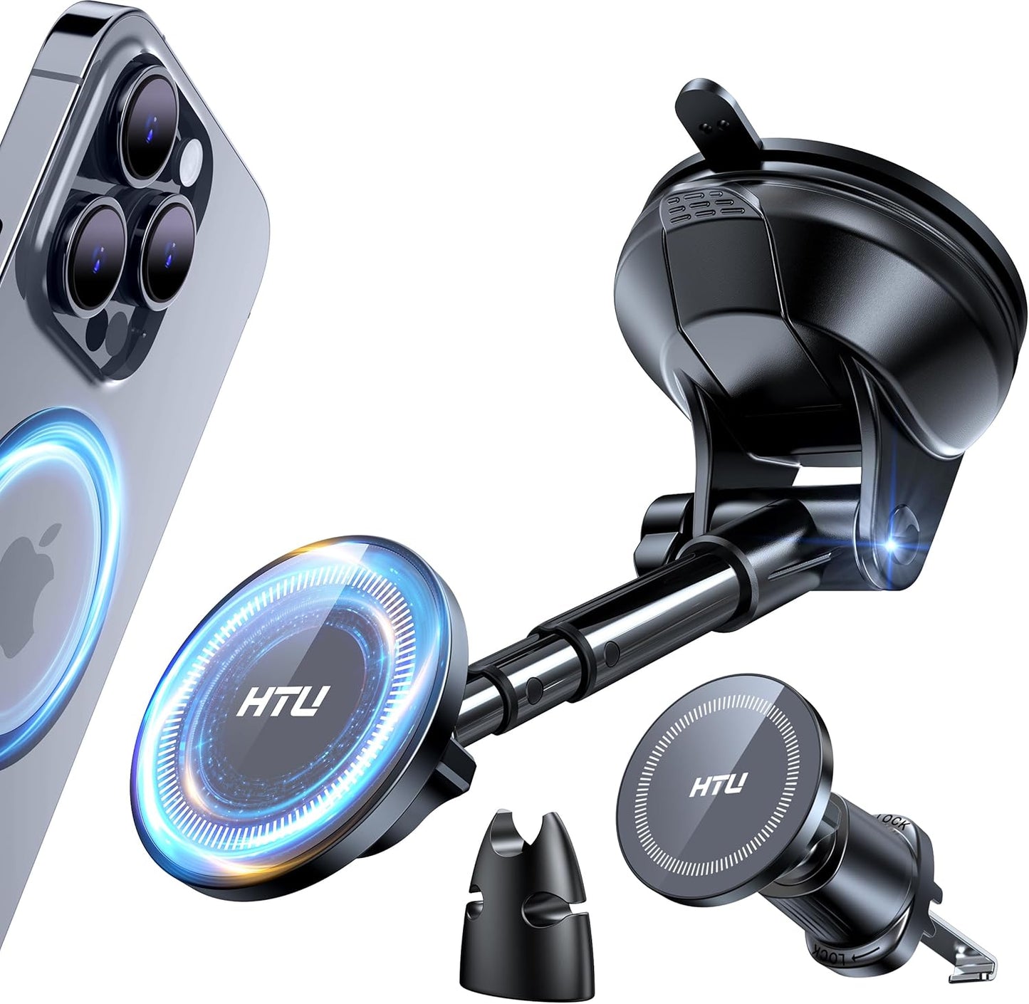 2025 Upgraded for Magsafe Car Mount [80LBS Strongest Suction & Military-Grade] Powerful Magnetic Cell Phone Holder for Car Dashboard Windshield for iPhone 16 15 14 Pro Max Mini (Dark Grey)