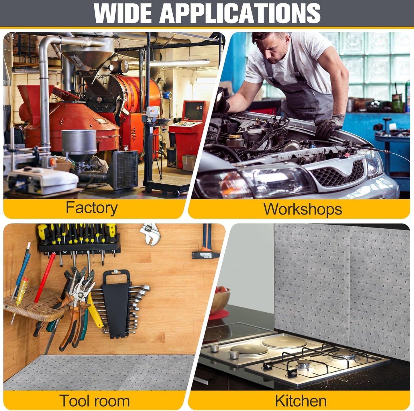 30PC Oil Absorbent Pads | 13"X10" Meltblown Polypropylene Mats, Hand-Tear Lines for Automotive & Workshop | Vacuum Eco-Packaging, Reusable Spill Control