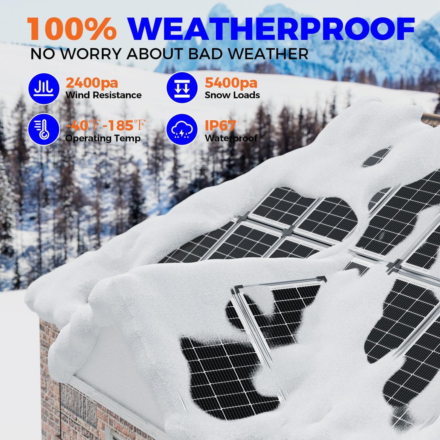 200W 12V Solar Panels, High Efficiency 9BB Cell Monocrystalline Solar Panel IP67 Waterproof, Suitable for RV, Marine, Rooftop, Home, Yacht, Off-Grid Applications (2-Pack 100W)