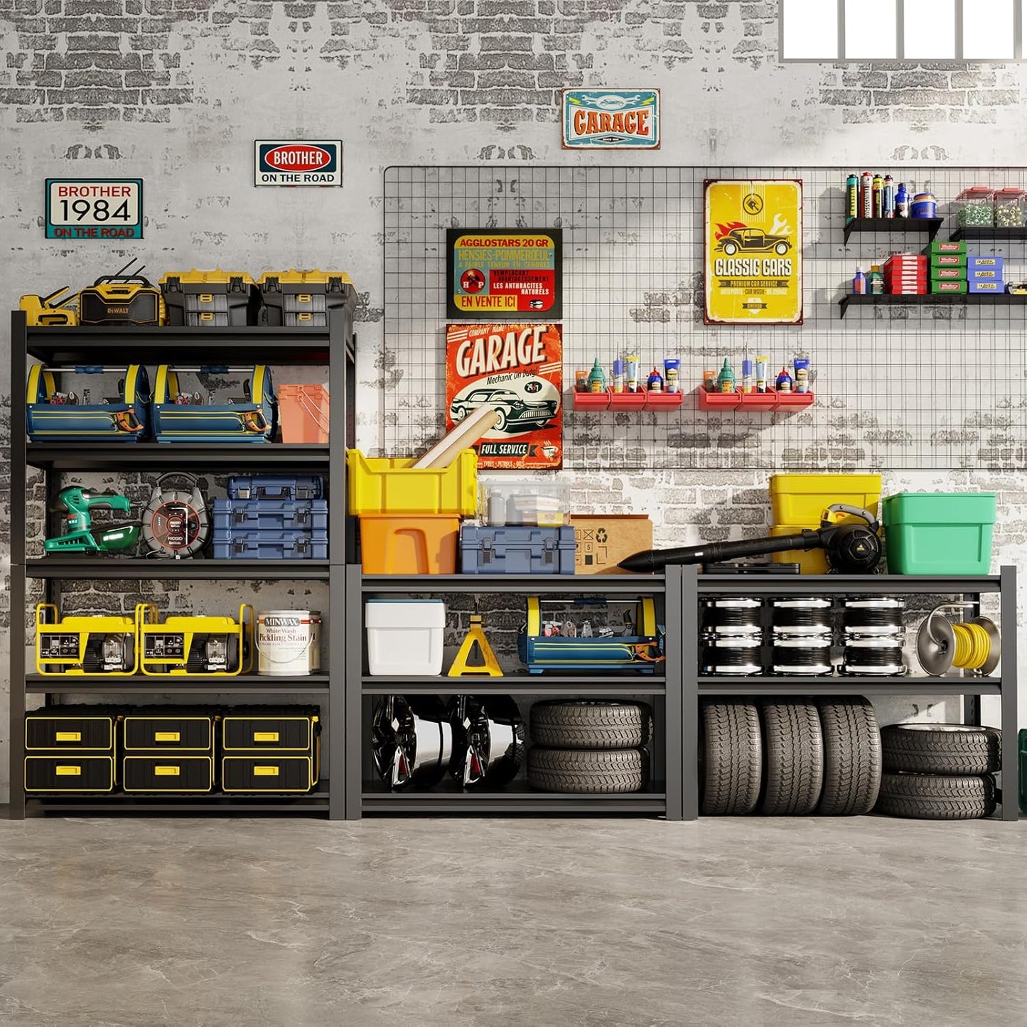 63''H Garage Shelving Heavy Duty, 1600LBS Storage Shelves, 5-Tier Adjustable Metal Shelve Storage Shelf Rack, Industrial Shelving Unit for Garage, Warehouse, Basement (23" W x 15.7" D x 63" H)