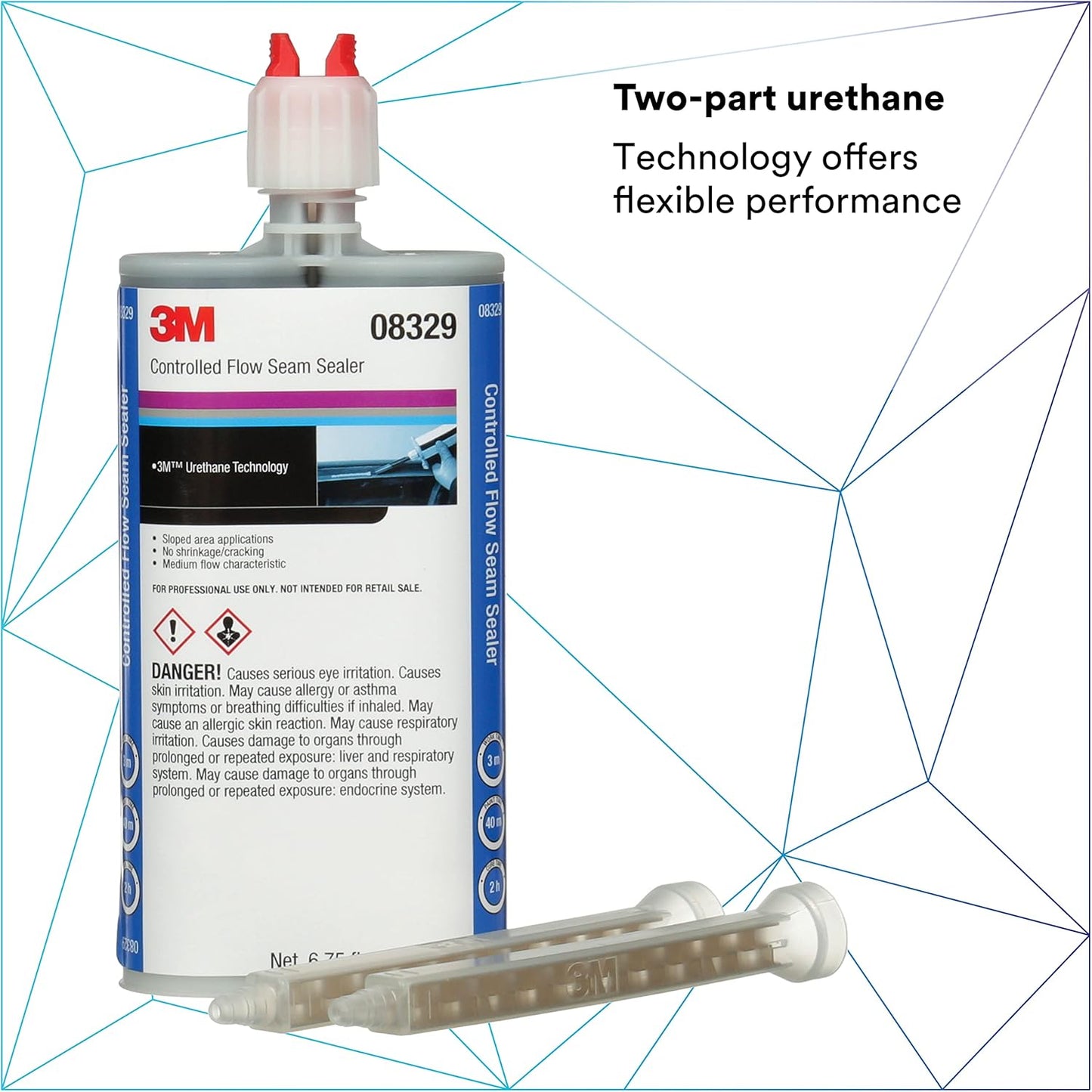 3M Controlled-Flow Seam Sealer, 08329, Solvent Free, Weather Resistant, Torsional Stress Flexability, 200 mL/6.75 fl oz Cartridge