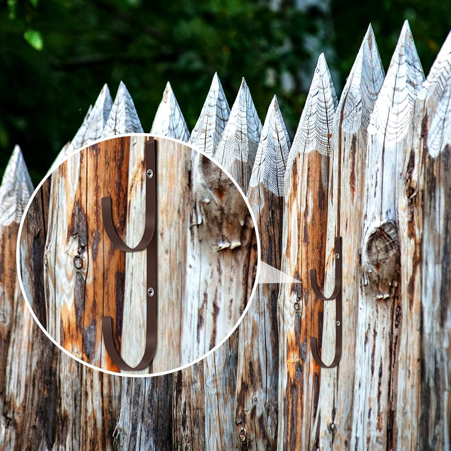 6 Pieces Pool Pole Hook Hanger Swimming Metal Brackets Pool Hook with 12 Pieces Screws for Telescopic Poles, Skimmers, Leaf Rakes, Net, Brush, Vacuum Hose, Garden and Pool Accessories (Coffee Color)