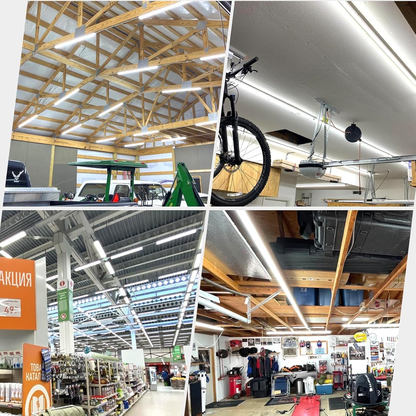 12 Pack,Led Shop Lights, 8FT Led Shop Light,100W 6000K 15000LM Clear White, Led Shop Light 8FT 110V Linkable Integrated V-Shape for Shop Garage,Warehouse,