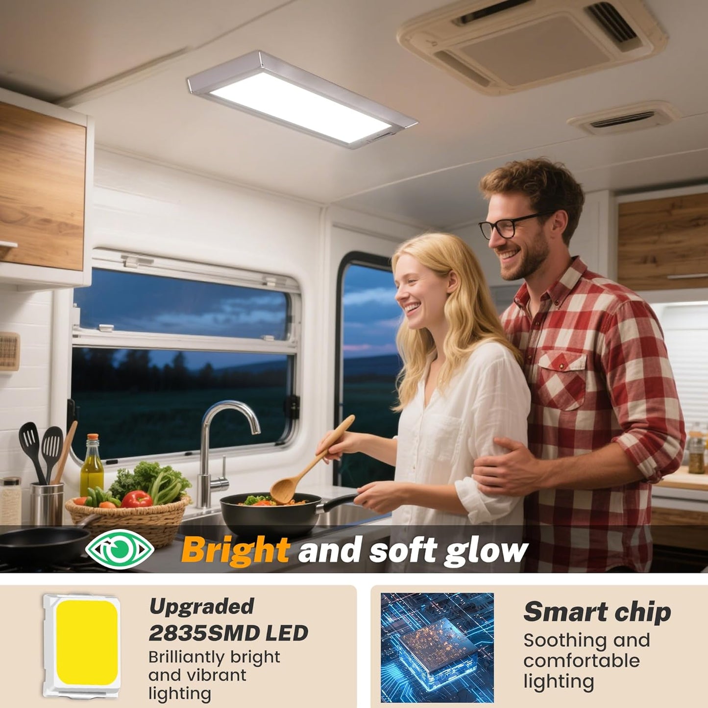 8 Pack RV Lights Interior,3 Color RV LED Super Bright Fixture,12V RV Ceiling Dome Light with ON/Off Dimmable Switch Energy Saving Gift Package for RV/Camper/Car/Trailer/Boat